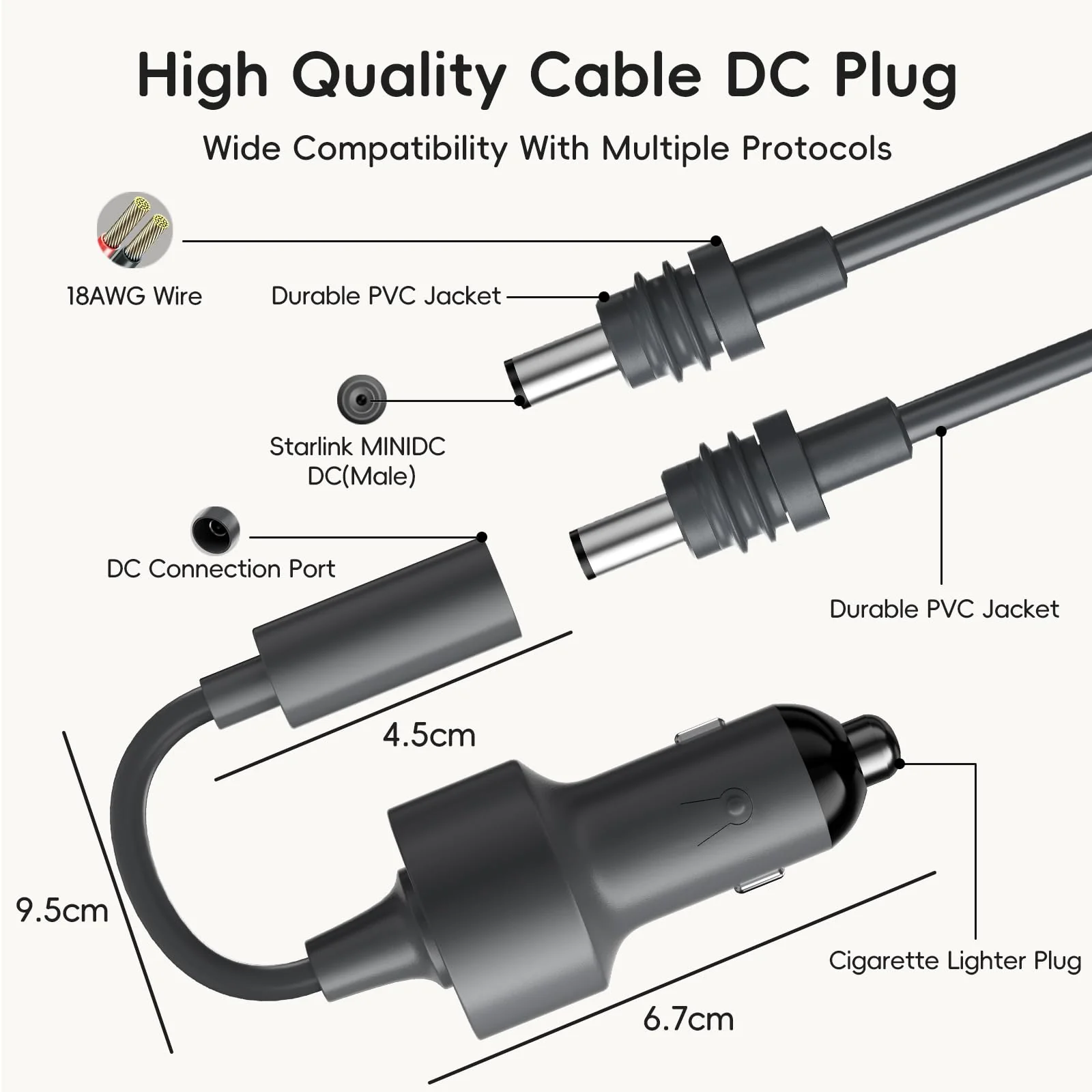 Starlink Mini Car Adapter with 16.4FT/5M DC Power Cable,12V to 24V DC Step Up Converter Boost Adapters, 60W Car Cigarette Lighter Adapter Supports 16 AWG 30M Starlink Cable for Trailer Cars/RVs/Ship - Image 3