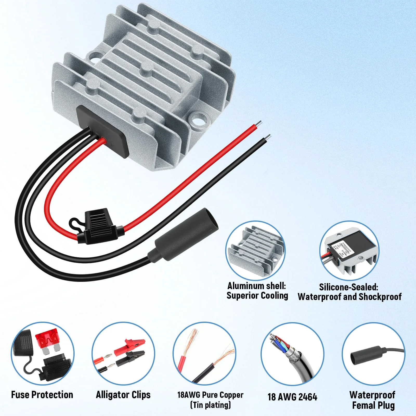 Starlink Mini Power Supply, 12V/24V to 30V 3.5A Starlink Mini 12V Adapter DC Step Up Converter with Female Plug, Compatible with Battery/RV/Yacht Off-Grid Power Solution 1.64 ft Grey - Image 3
