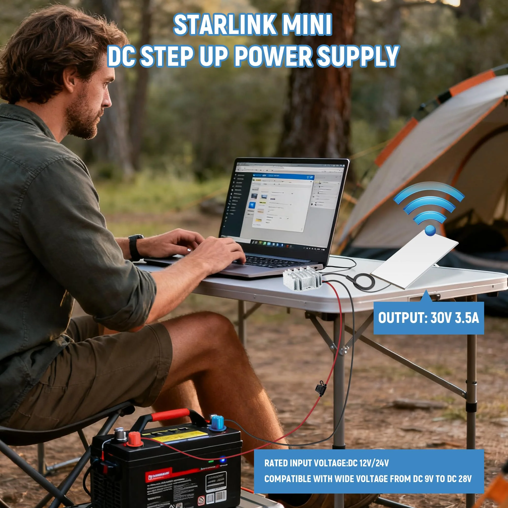 Starlink Mini Power Supply, 12V/24V to 30V 3.5A Starlink Mini 12V Adapter DC Step Up Converter with Female Plug, Compatible with Battery/RV/Yacht Off-Grid Power Solution 1.64 ft Grey - Image 5