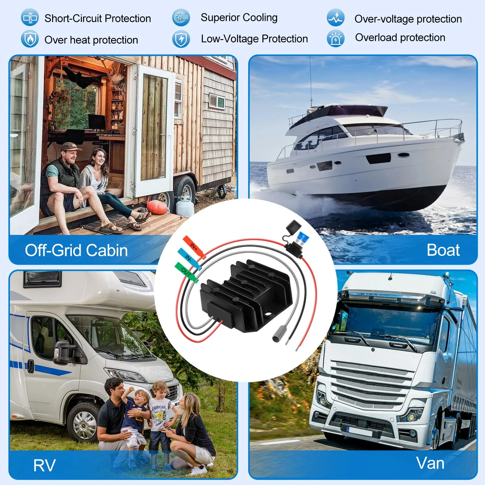 Starlink Mini Power Supply Starlink Mini 12V Adapter 12V/24V to 30V 3.5A, Waterproof DC Step Up Converter with Female Plug 9-28V Input for RV/Off-Grid/Marine, Starlink Mini Accessories - Image 3