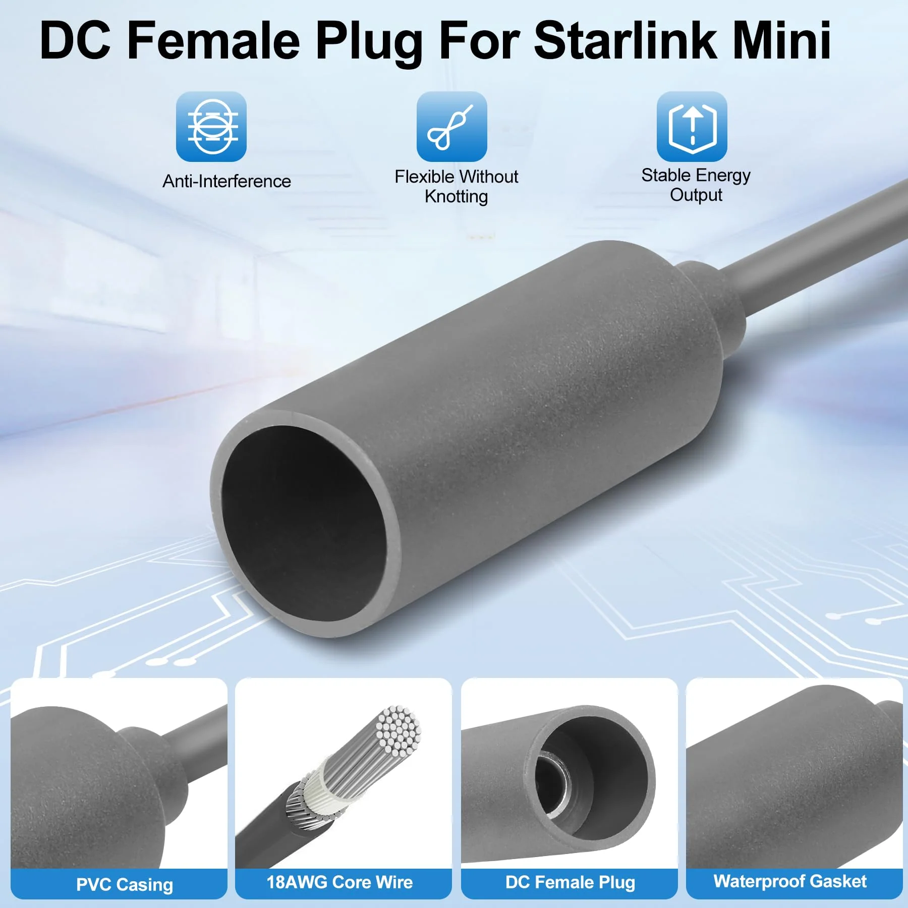 Starlink Mini Power Supply Starlink Mini 12V Adapter 12V/24V to 30V 3.5A, Waterproof DC Step Up Converter with Female Plug 9-28V Input for RV/Off-Grid/Marine, Starlink Mini Accessories - Image 4