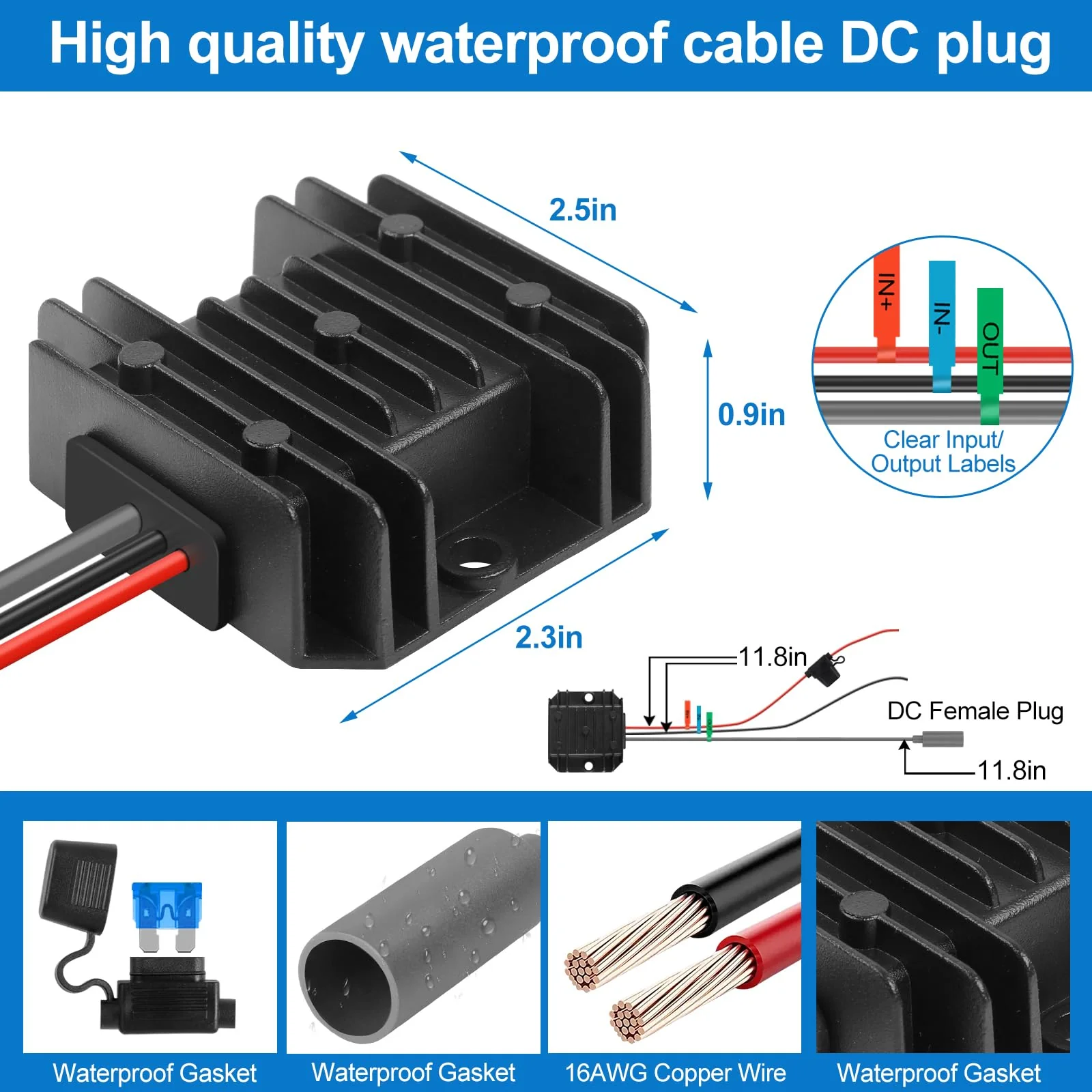 Starlink Mini Power Supply Starlink Mini 12V Adapter 12V/24V to 30V 3.5A, Waterproof DC Step Up Converter with Female Plug 9-28V Input for RV/Off-Grid/Marine, Starlink Mini Accessories - Image 7