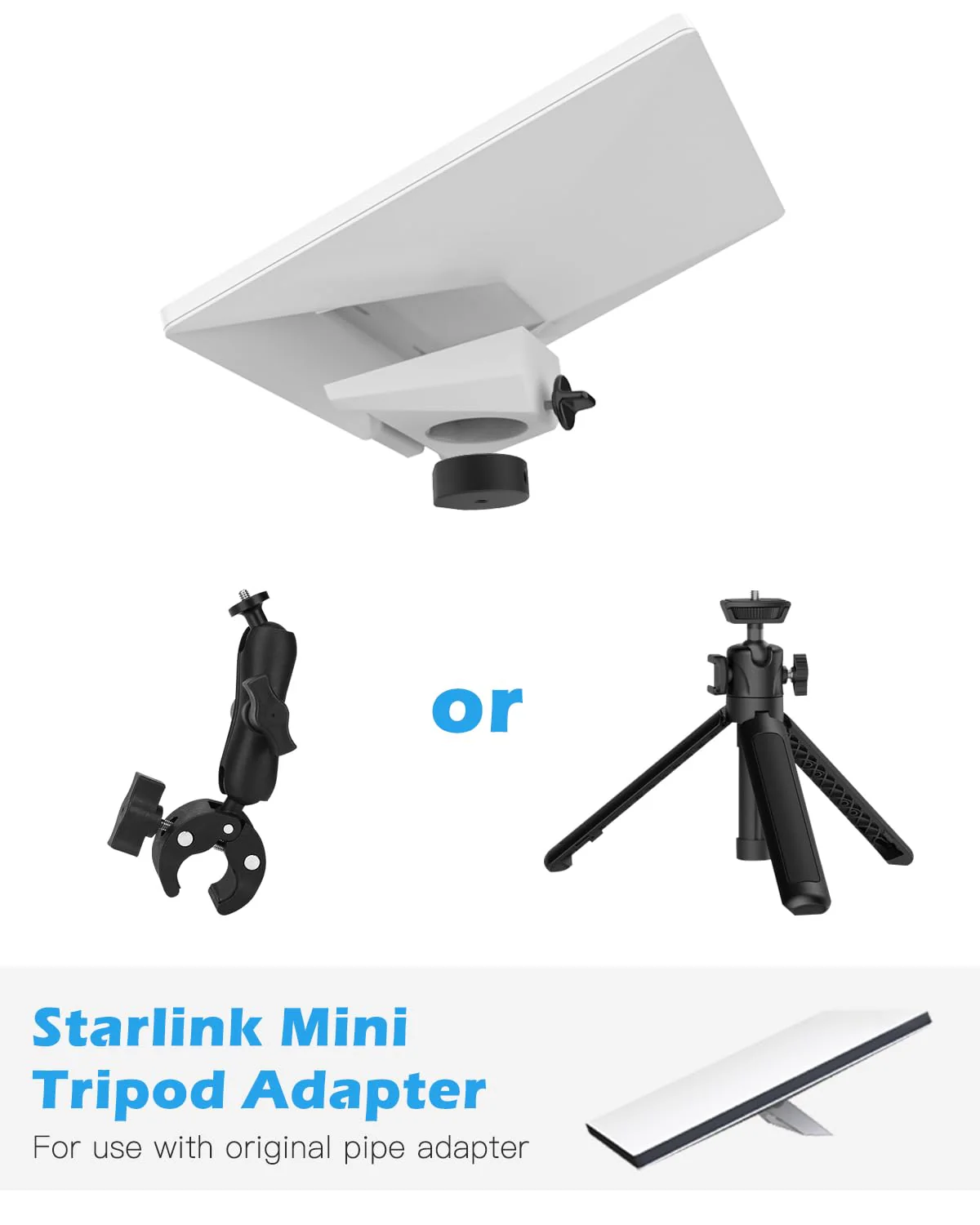 Starlink Mini Tripod Adapter - Aluminum Alloy Tripod Mount Adapter for Starlink Mini - 1/4"~20 and 3/8"~16 Threaded - Enables Tripod, Fixing Clamp or Other Bracket Fixing - Use with Pipe Adapter - Image 2