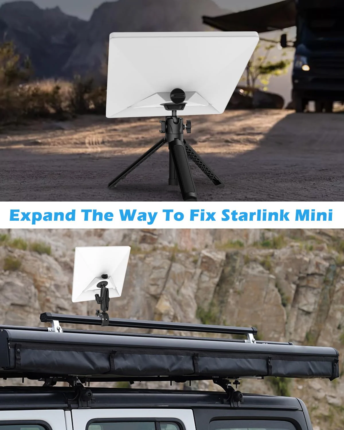 Starlink Mini Tripod Adapter - Aluminum Alloy Tripod Mount Adapter for Starlink Mini - 1/4"~20 and 3/8"~16 Threaded - Enables Tripod, Fixing Clamp or Other Bracket Fixing - Use with Pipe Adapter - Image 3