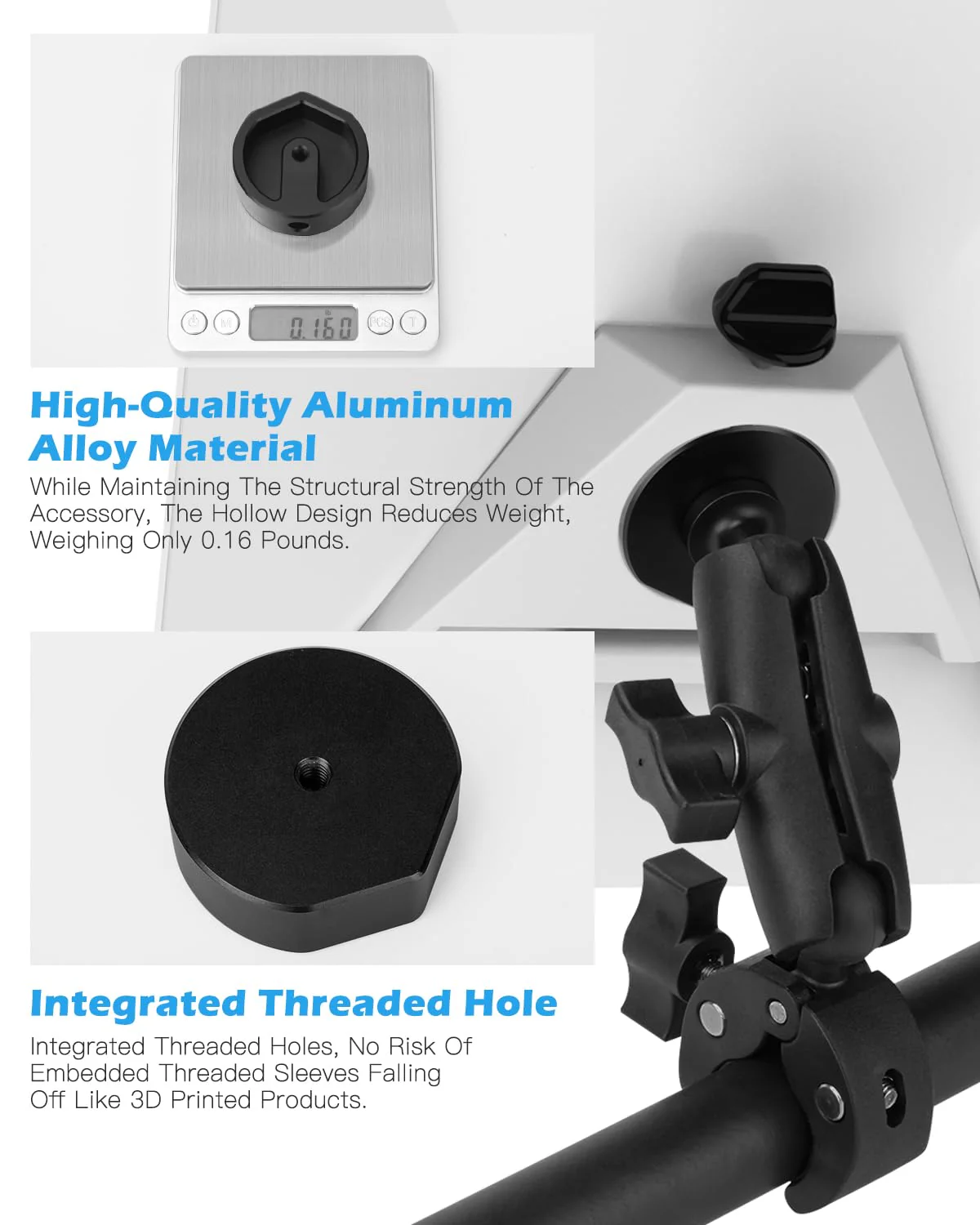 Starlink Mini Tripod Adapter - Aluminum Alloy Tripod Mount Adapter for Starlink Mini - 1/4"~20 and 3/8"~16 Threaded - Enables Tripod, Fixing Clamp or Other Bracket Fixing - Use with Pipe Adapter - Image 5