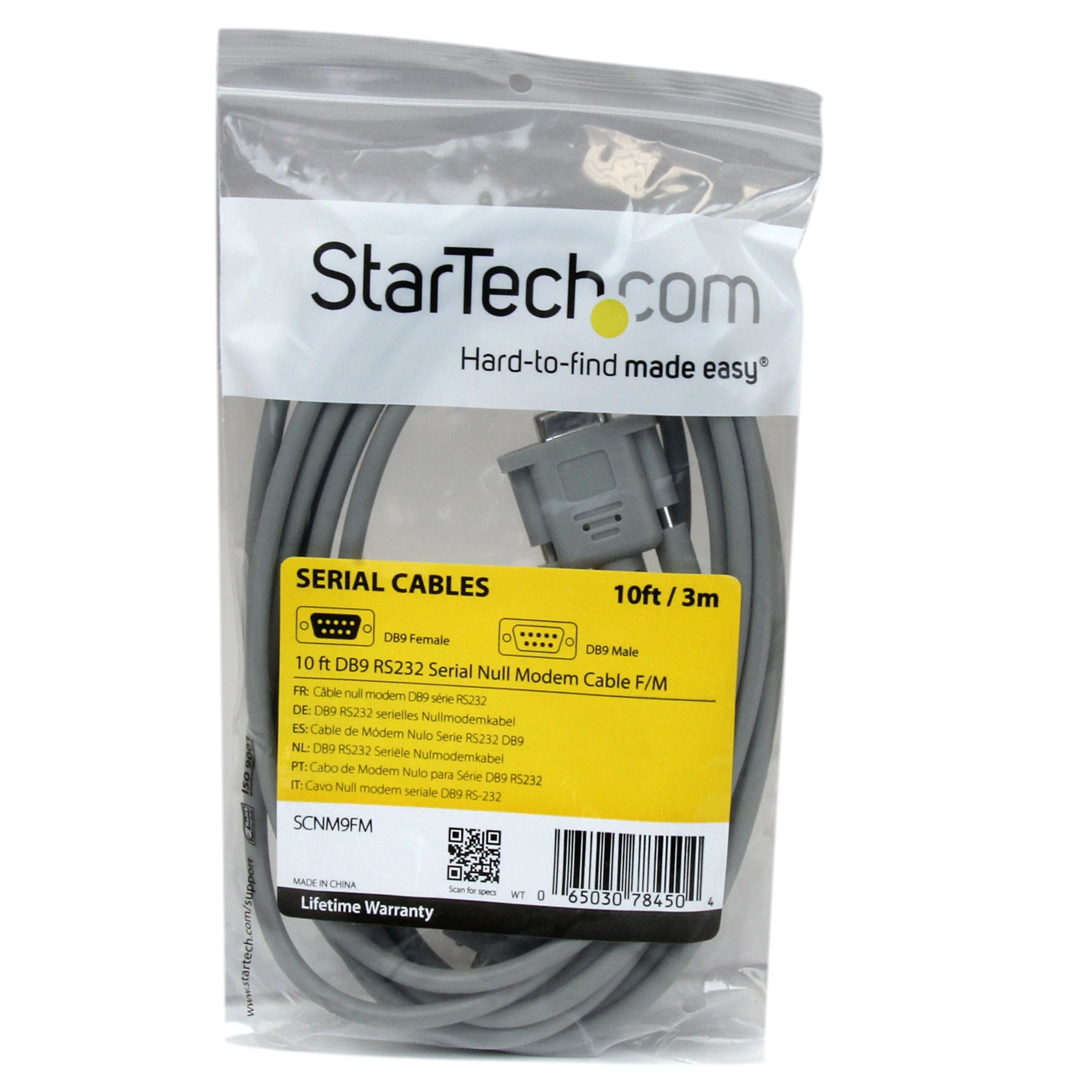StarTech.com 10 ft DB9 RS232 Serial Null Modem Cable F/M - Null modem cable - DB-9 (M) to DB-9 (F) - 10 ft - SCNM9FM Gray - Image 4