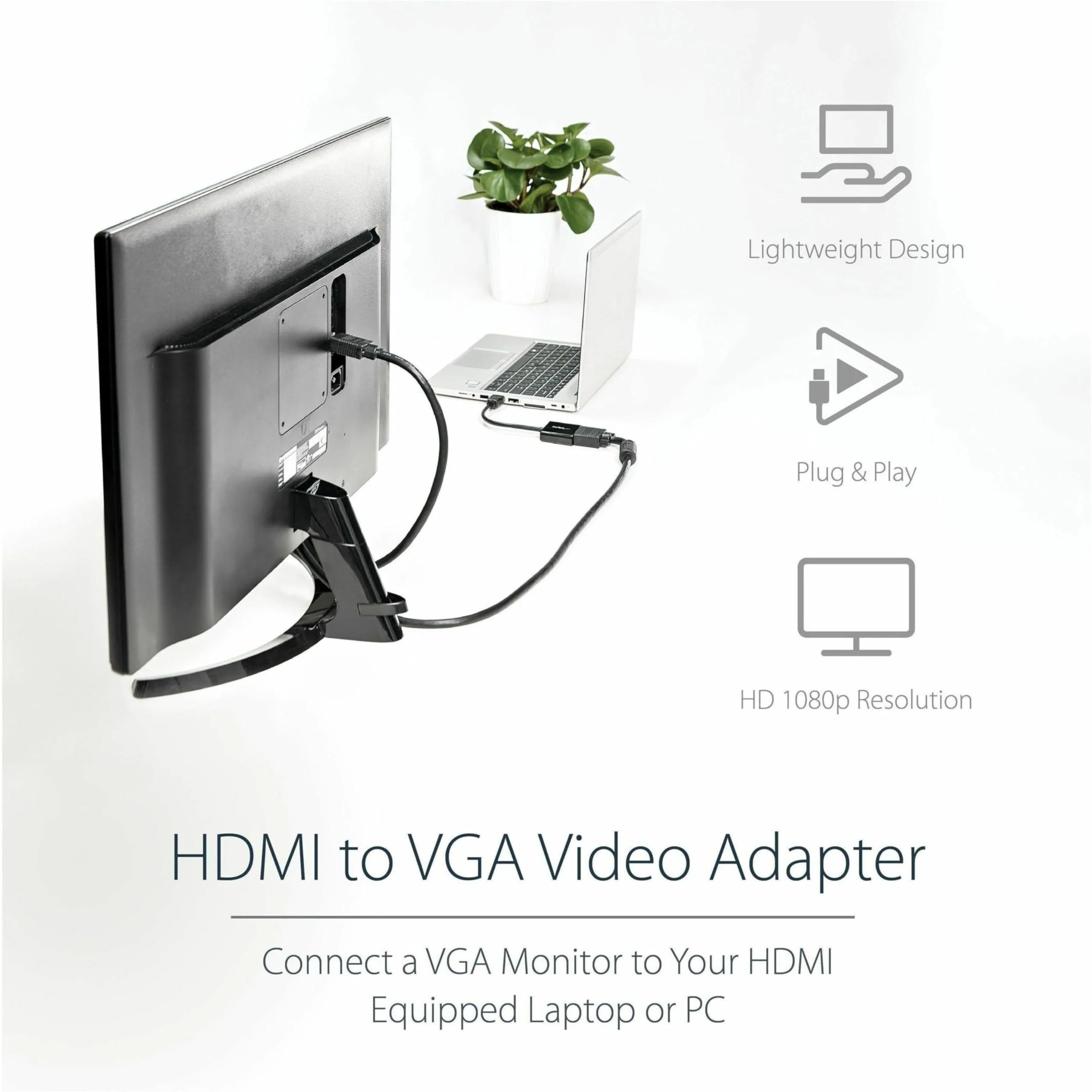 StarTech.com 1080p 60Hz HDMI to VGA High Speed Display Adapter - Active HDMI to VGA (Male to Female) Video Converter for Laptop/PC/Monitor (HD2VGAE2) HDMI to VGA - Compact Cable - Image 7