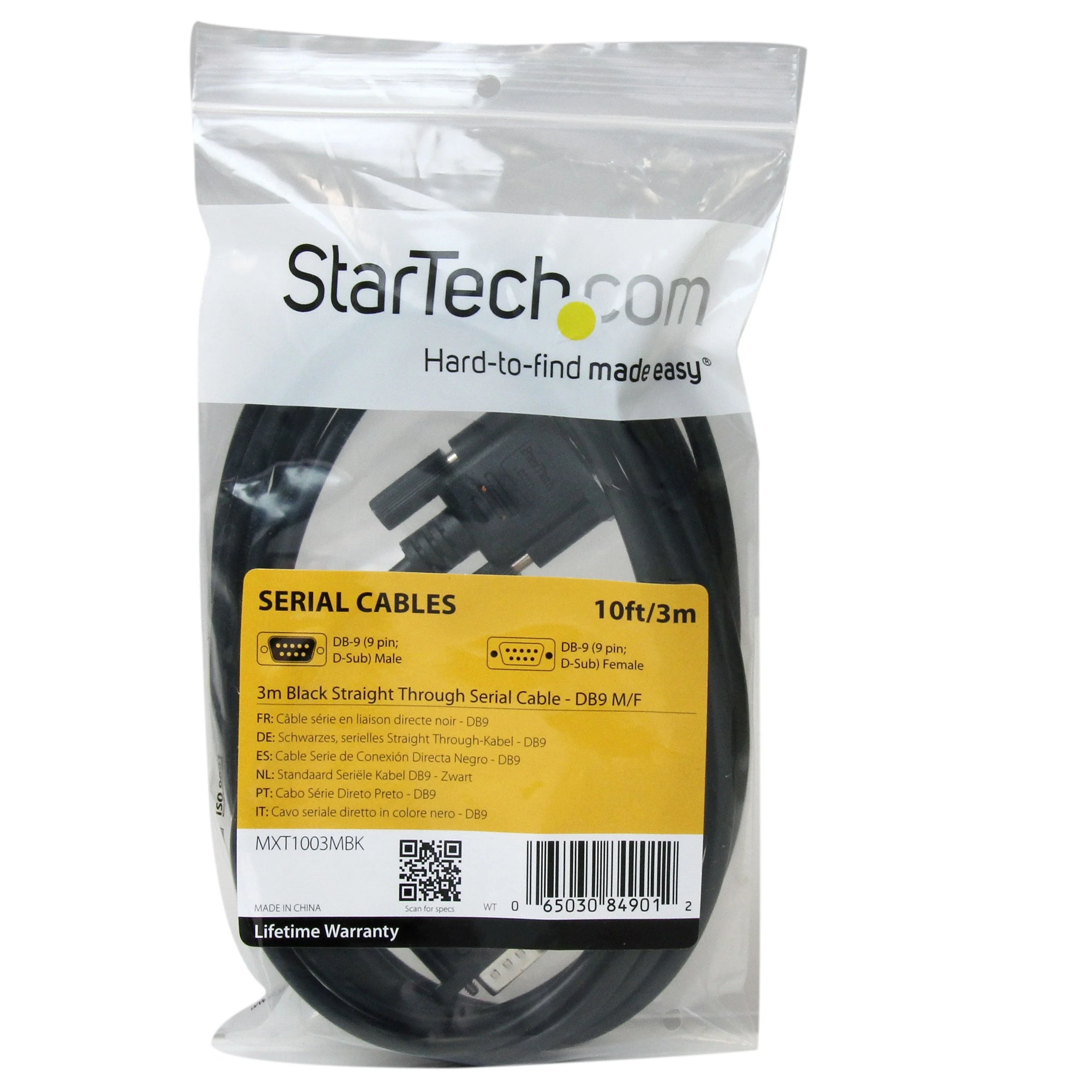 StarTech.com 3m Black Straight Through DB9 RS232 Serial Cable - DB9 RS232 Serial Extension Cable - Male to Female Cable (MXT1003MBK), 10 ft / 3m - Image 4