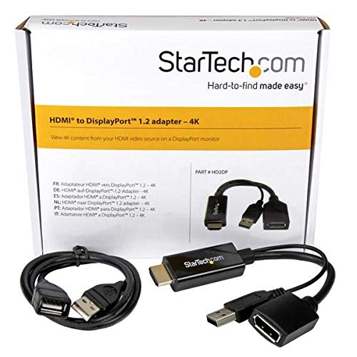 StarTech.com 4K 30Hz HDMI to DisplayPort Video Adapter w/ USB Power - 6 in - HDMI 1.4 (Male) to DP 1.2 (Female) Active Monitor Converter (HD2DP), Black - Image 5