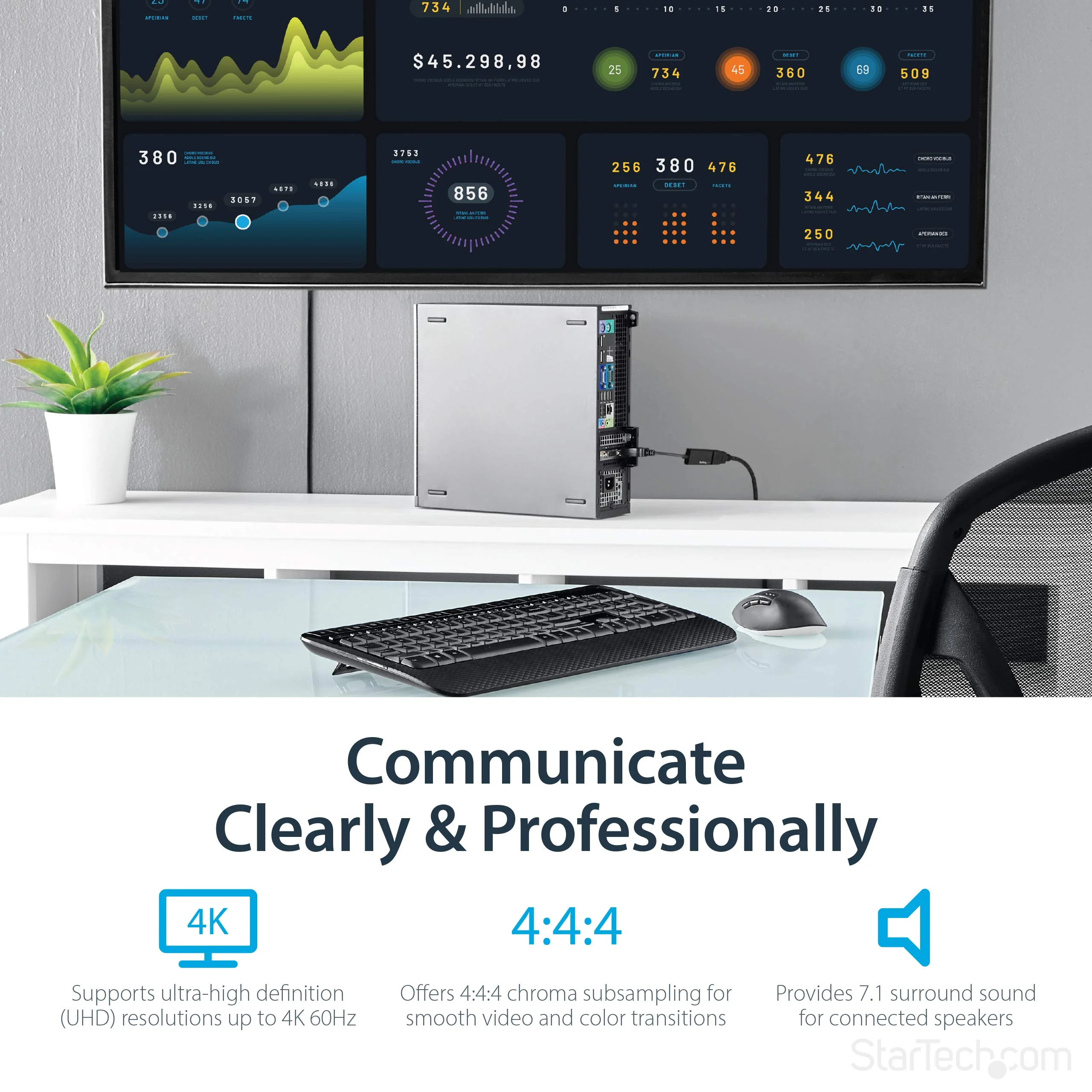 StarTech.com DisplayPort to HDMI Adapter - 4K 60Hz Active DP 1.4 to HDMI 2.0 Video Converter - DP to HDMI Monitor/TV/Display Cable Adapter Dongle - Latching DP Connector (DP2HD4K60S), Black - Image 3