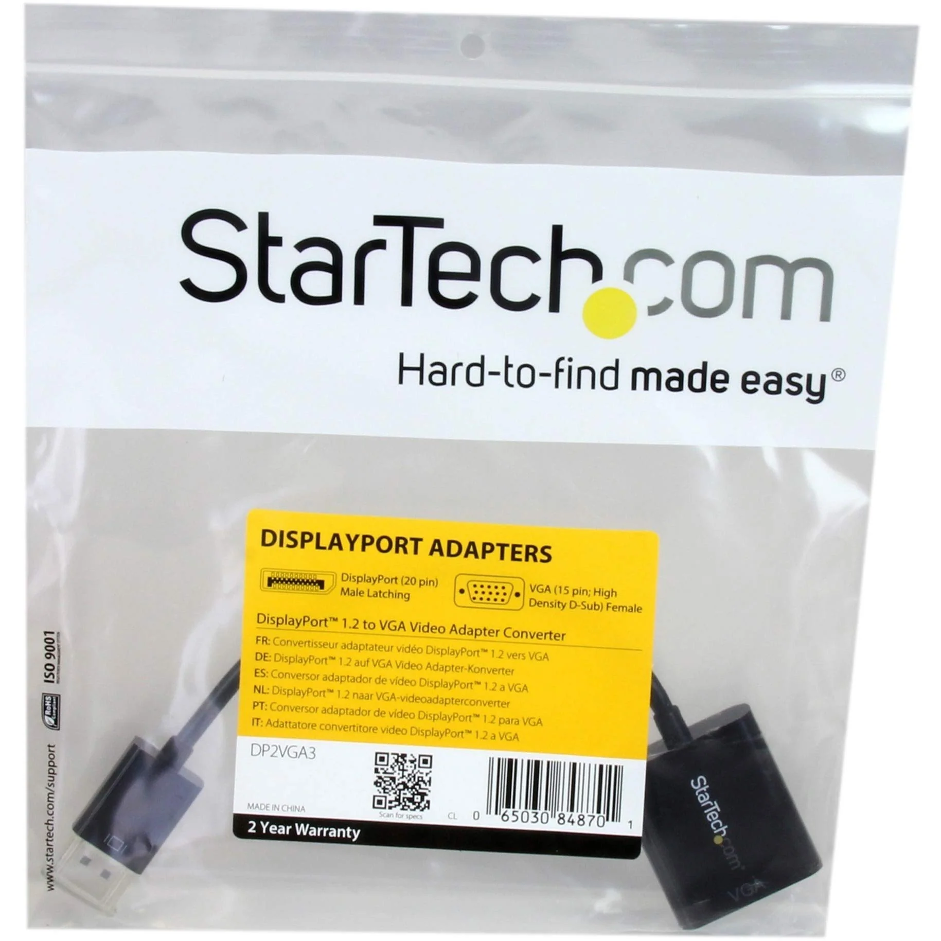 StarTech.com DisplayPort to VGA Adapter - Active DP to VGA Converter - 1080p Video - DP/DP++ Source to VGA Monitor Cable Adapter - DP to VGA Adapter Dongle Digital to Analog - DP 1.2 to VGA (DP2VGA3) 1 Pack - Image 6