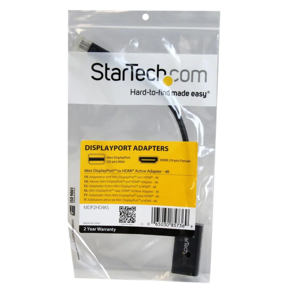StarTech.com MDP2HD4KS Mini DisplayPort to HDMI Audio/Video Converter, Black 4K 30Hz - Image 4