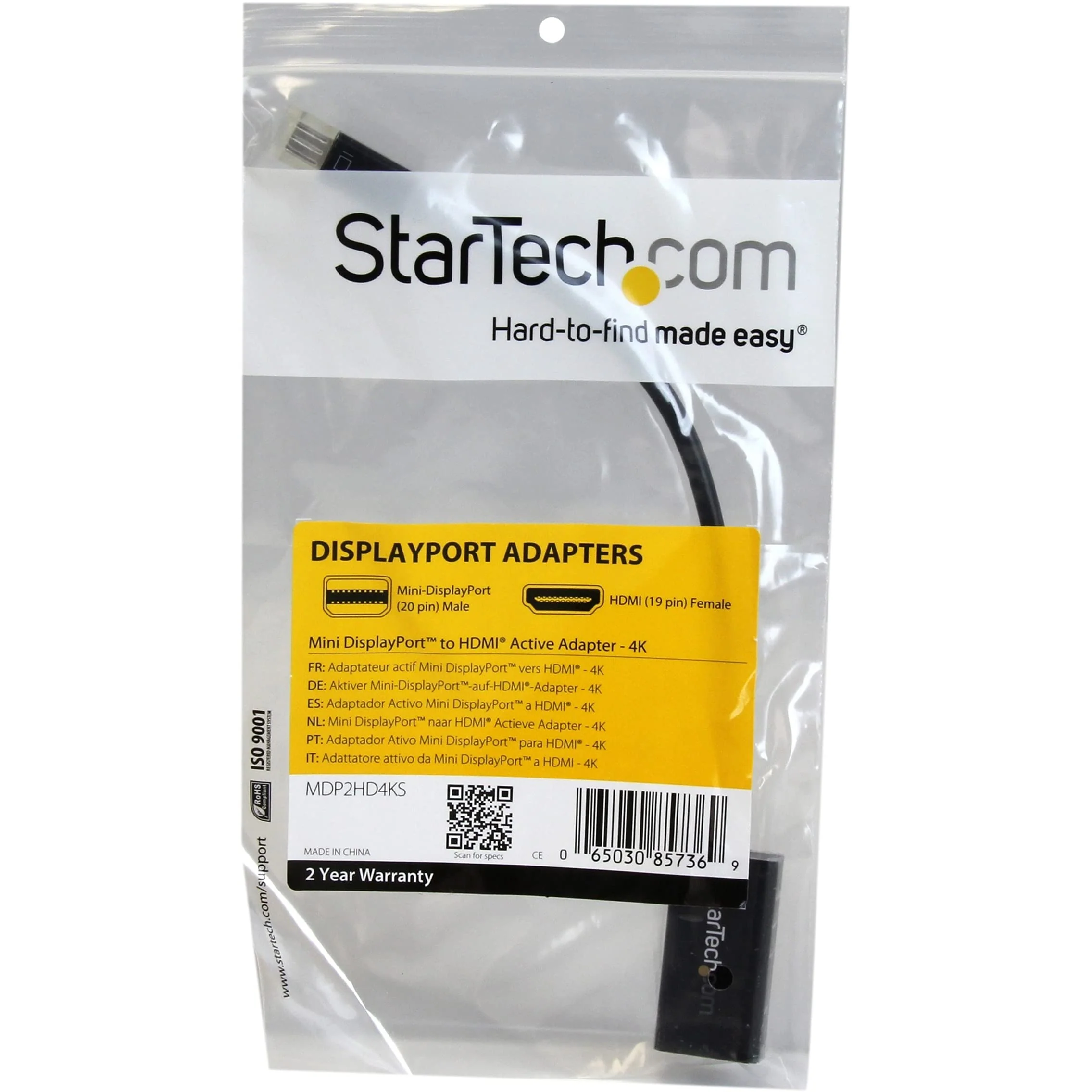 StarTech.com MDP2HD4KS Mini DisplayPort to HDMI Audio/Video Converter, Black 4K 30Hz - Image 5
