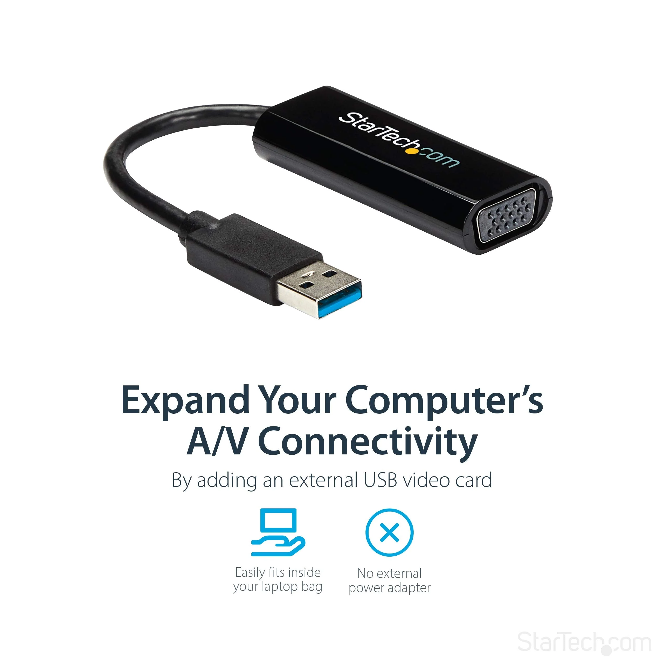 StarTech.com USB 3.0 to VGA Adapter, USB to VGA Monitor Converter for Windows, Slim, TAA (no support for macOS/ChromeOS/Linux) - Image 3