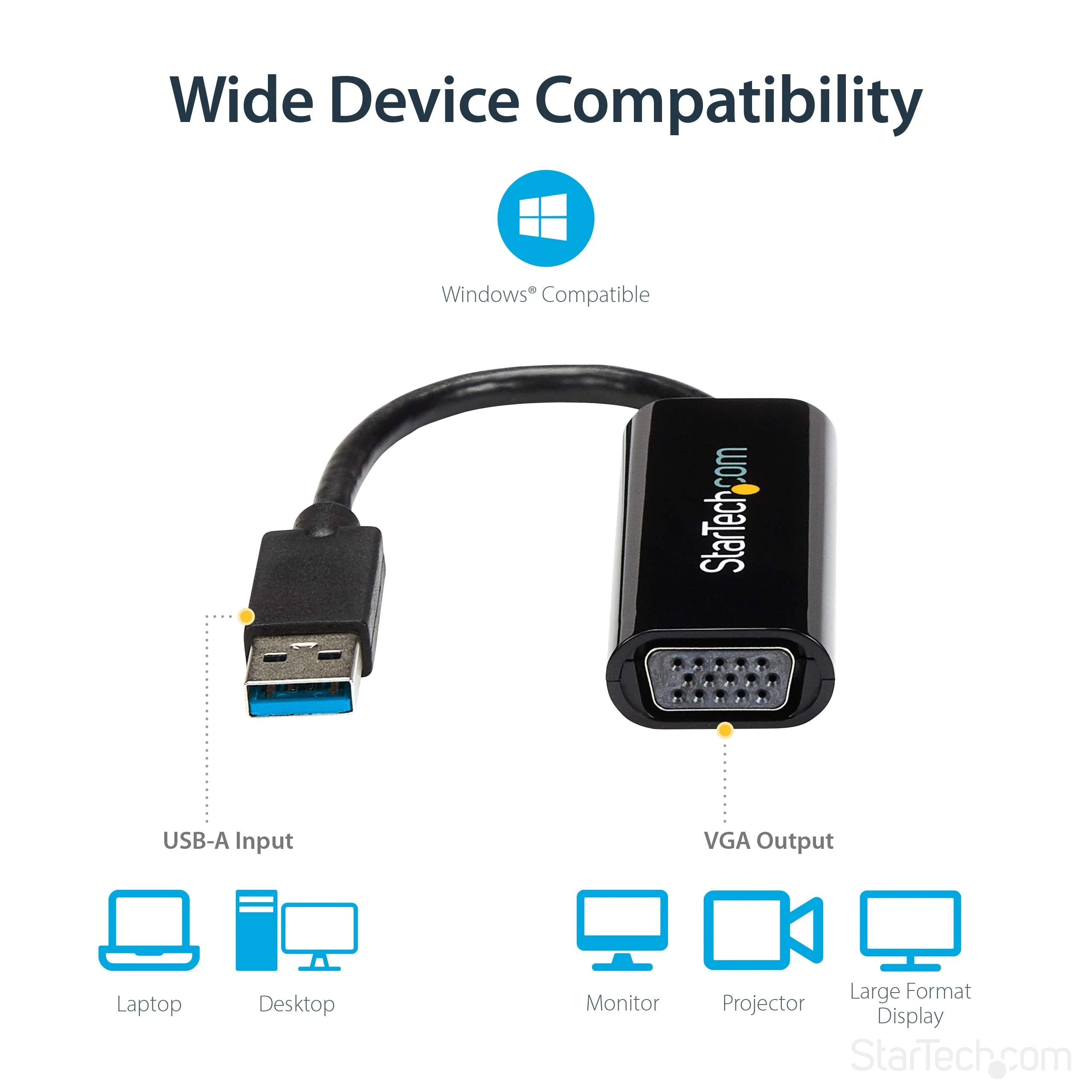 StarTech.com USB 3.0 to VGA Adapter, USB to VGA Monitor Converter for Windows, Slim, TAA (no support for macOS/ChromeOS/Linux) - Image 5