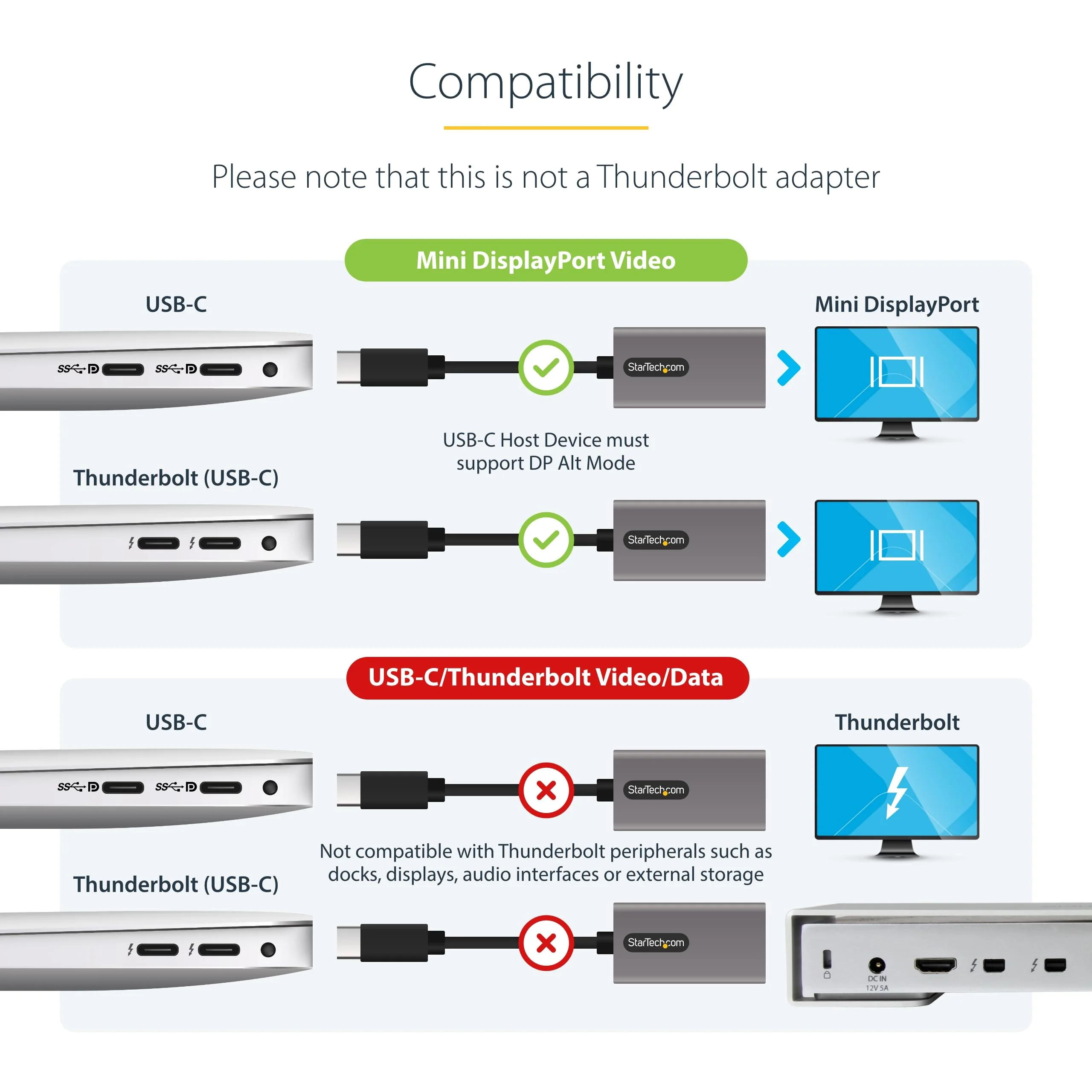StarTech.com USB C to Mini DisplayPort Adapter, 4K 60Hz USB Type C to mDP/Mini DP Monitor Video Converter Dongle, Thunderbolt 3 Compatible, 12" Attached Cable, Upgraded Version of CDP2MDP (CDP2MDPEC) Space Gray 12" / 30 cm - Image 4