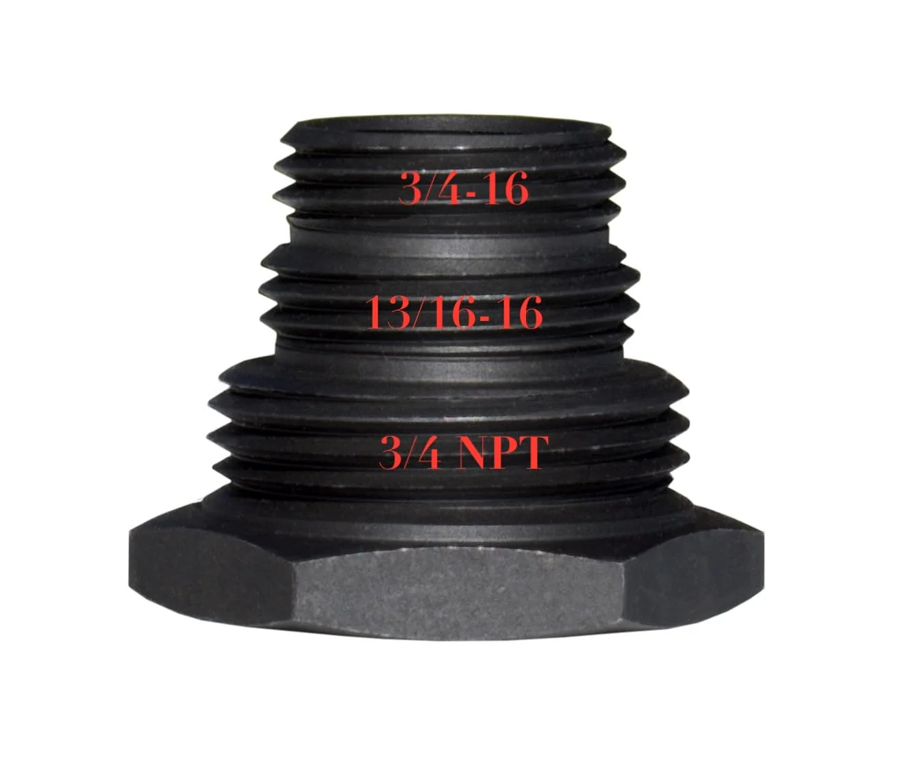 Steel Thread Adapter Convert .578-28 to 3/4 NPT, 13/16-16, 3/4-16 - Image 4