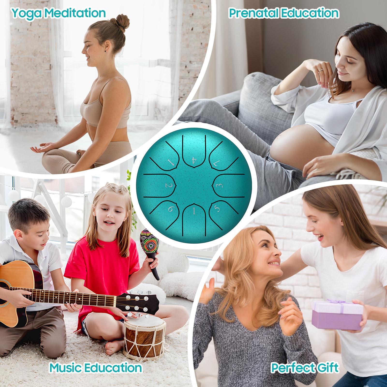Steel Tongue Drum – 6 Inch 8 Notes Rain Drum for Outside Garden, Musical Percussion Instrument with Mallets, Music Book & Soft Carry Pouch, Panda Drum Gift for Kids & Adults - Image 6