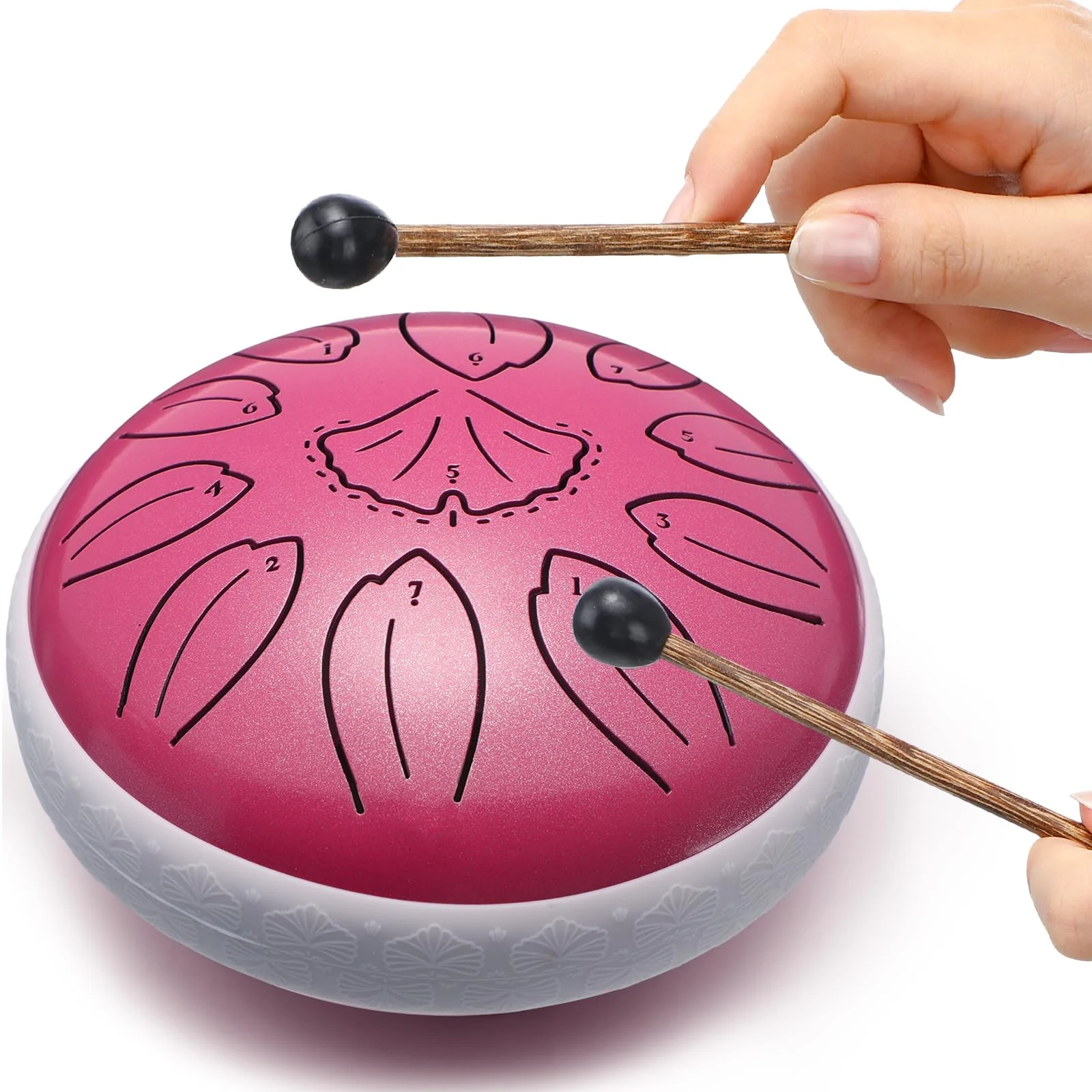Steel Tongue Drum Percussion, 6 Inch 11 Notes Musical Instruments, Music Gifts for Family Friends (Pink) Pink - Image 2
