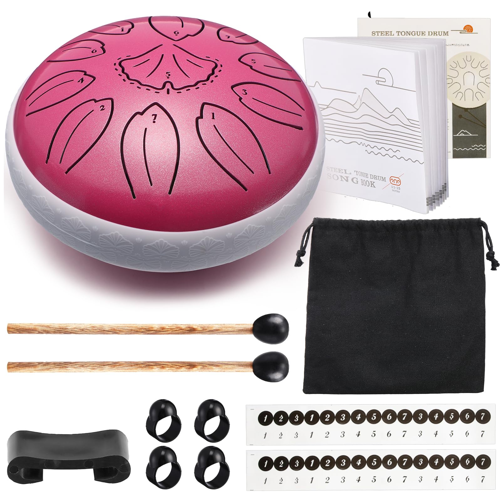 Steel Tongue Drum Percussion, 6 Inch 11 Notes Musical Instruments, Music Gifts for Family Friends (Pink) Pink - Image 6