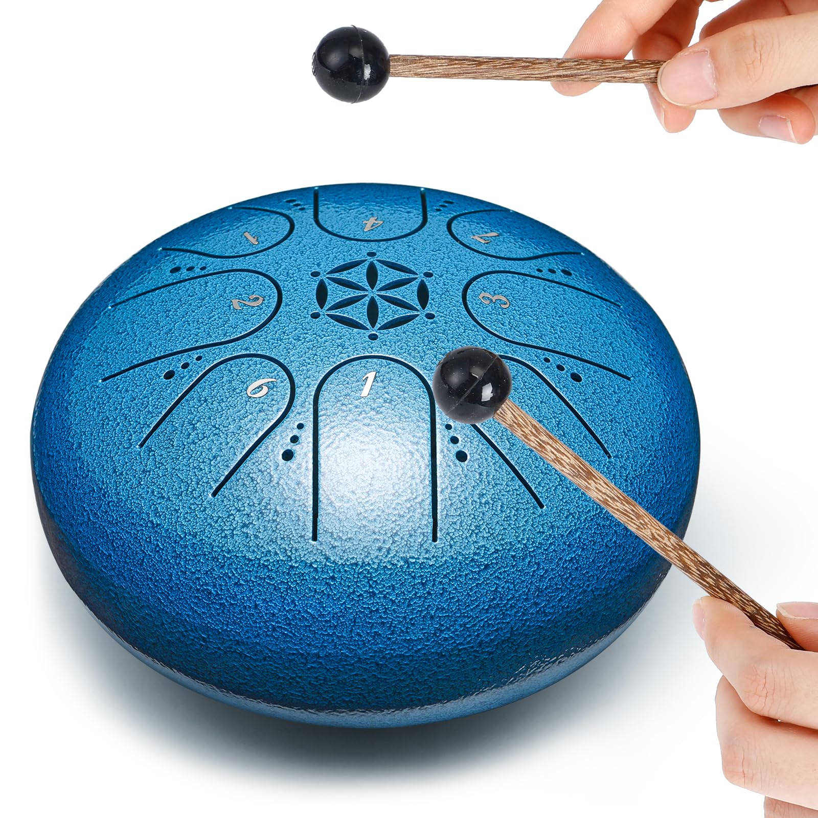 Steel Tongue Drum Percussion: 6 Inch 8 Notes Musical Instruments, Music Gifts for Family Friends (Seablue) Seablue - Image 2