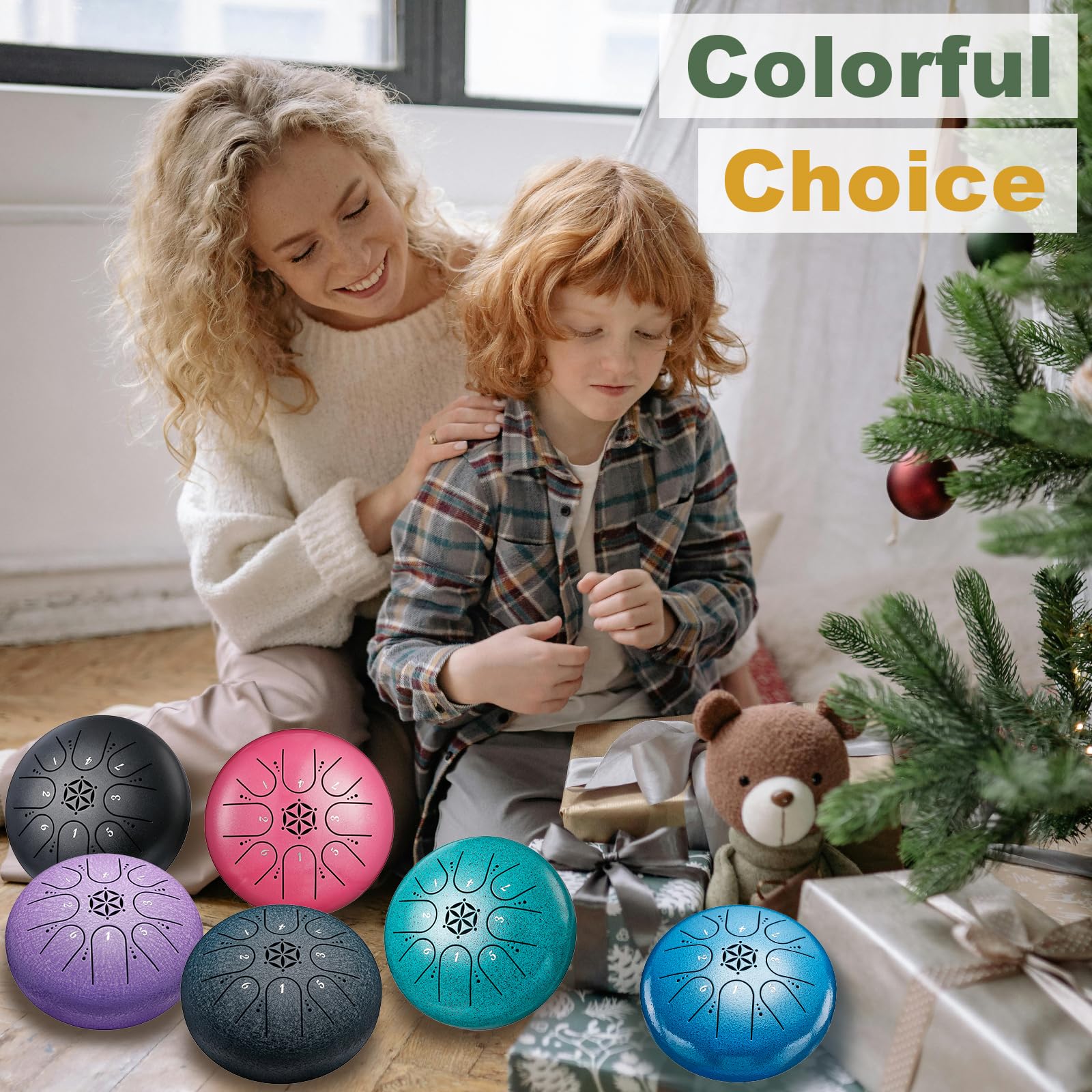 Steel Tongue Drum Percussion: 6 Inch 8 Notes Musical Instruments, Music Gifts for Family Friends (Seablue) Seablue - Image 5
