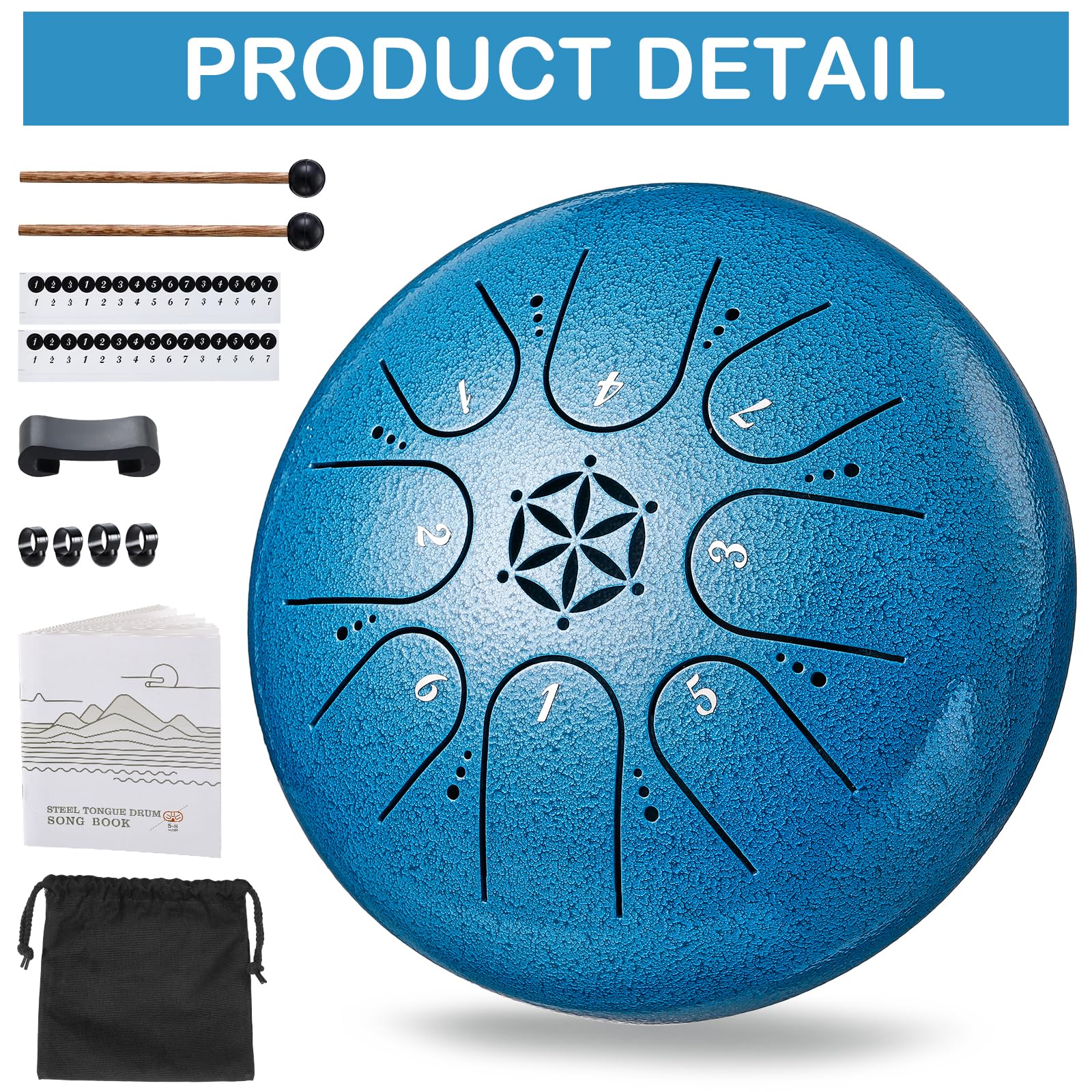 Steel Tongue Drum Percussion: 6 Inch 8 Notes Musical Instruments, Music Gifts for Family Friends (Seablue) Seablue - Image 6