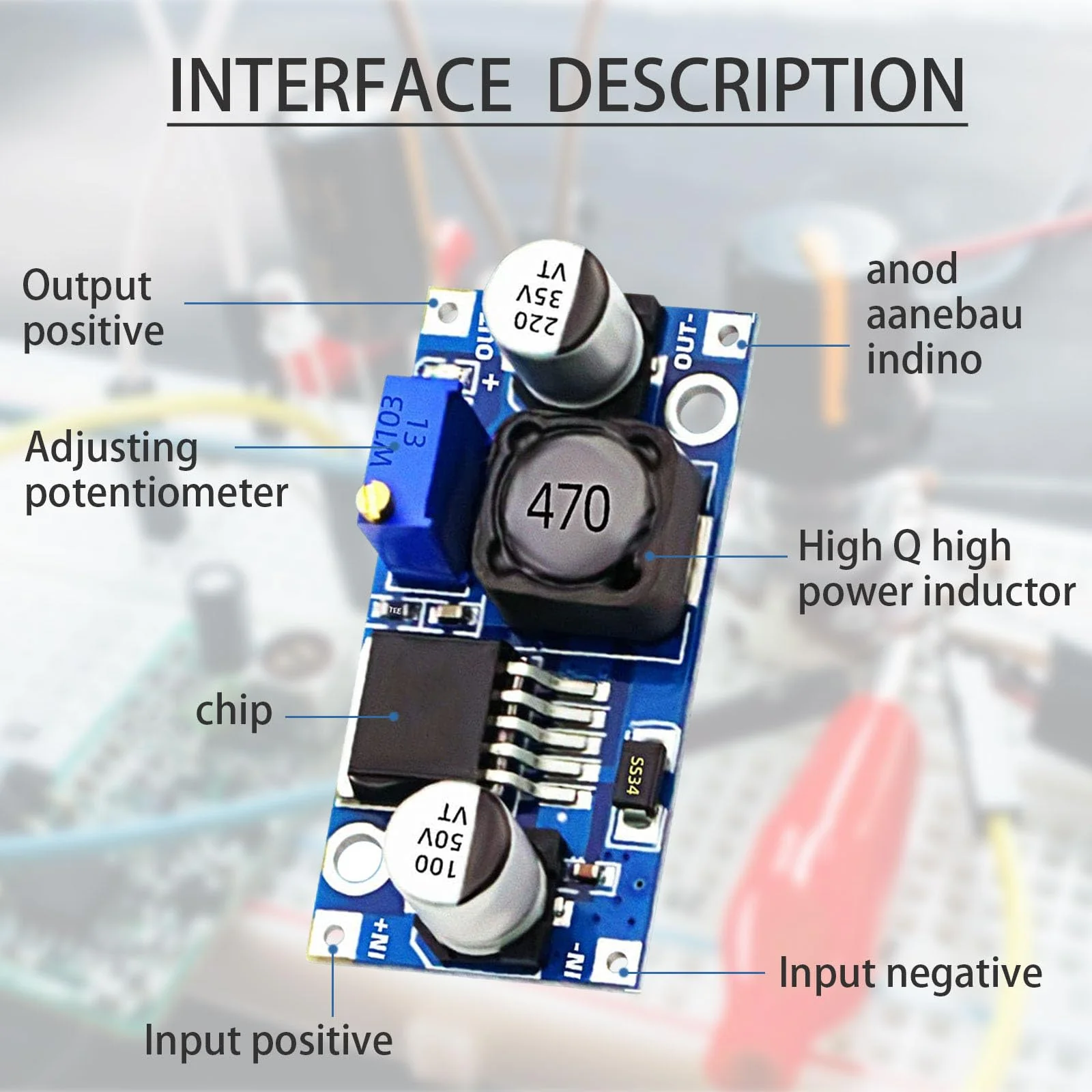 Step Down Converter Binghe Pack of 10 DC-DC 3A Buck Converter, Step-Down Converter Module, Voltage Regulator, Adjustable Power Supply Downward Module, 3.2-46 V to 1.25-35 V Adjustable Power Supply - Image 2