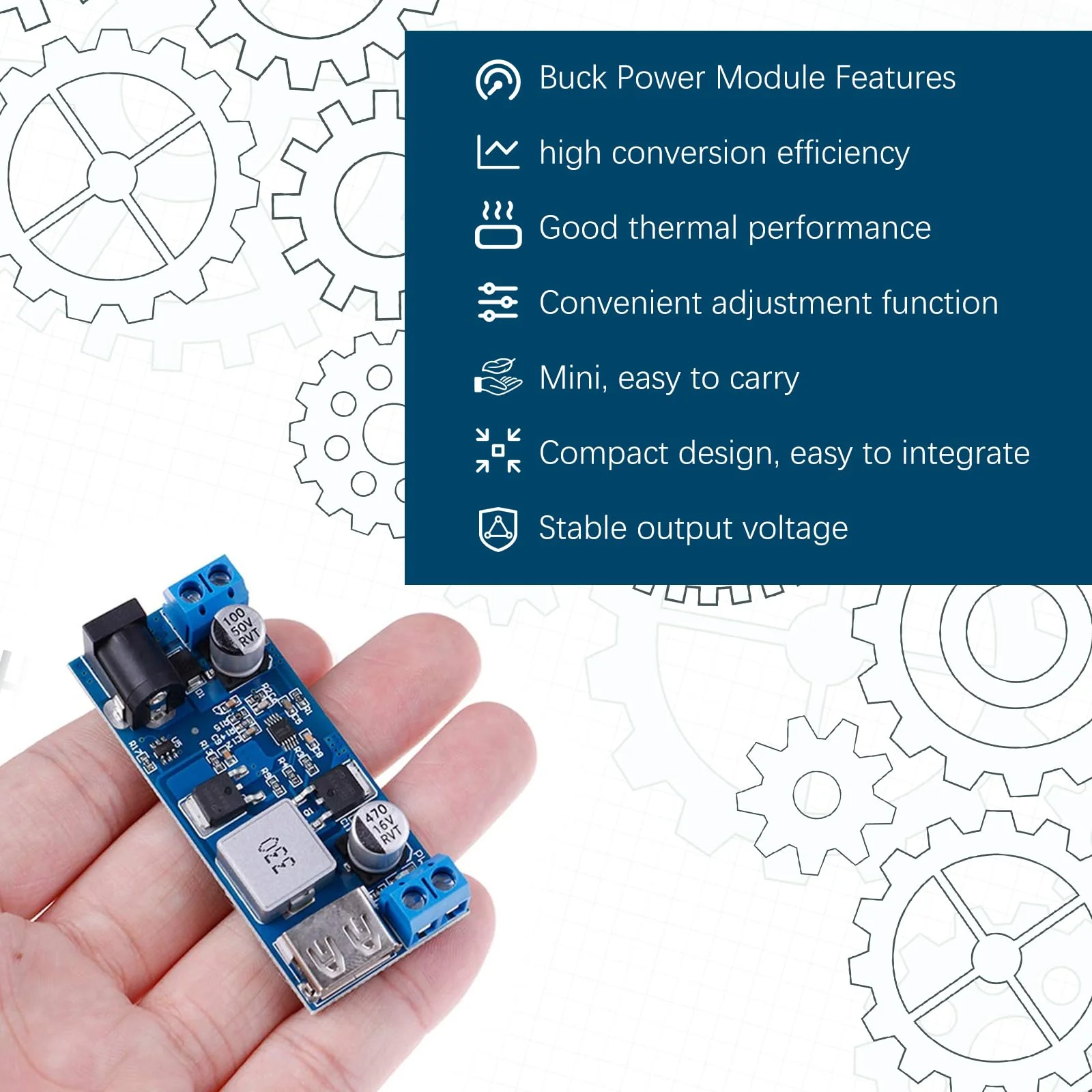 Step Down Converter Binghe Pack of 2 DC-DC 24V/12V to 5V 5A Step Down Power Supply Buck Converter with USB Port Step-Down Converter Module with Fast Charge Recognition Chip Compatible with Arduino - Image 6