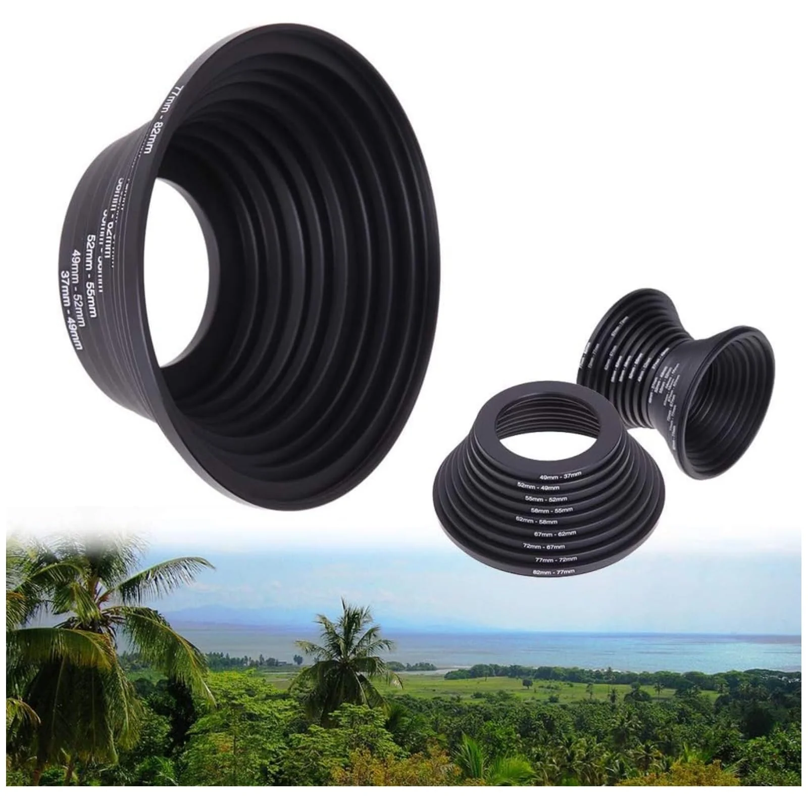 Step Up Rings 18Pcs Metal Filter Ring Adapter Set - 9pcs Step Up + 9pcs Step Down Rings (37-82mm), Compatible with Digital SLR Cameras - Image 5