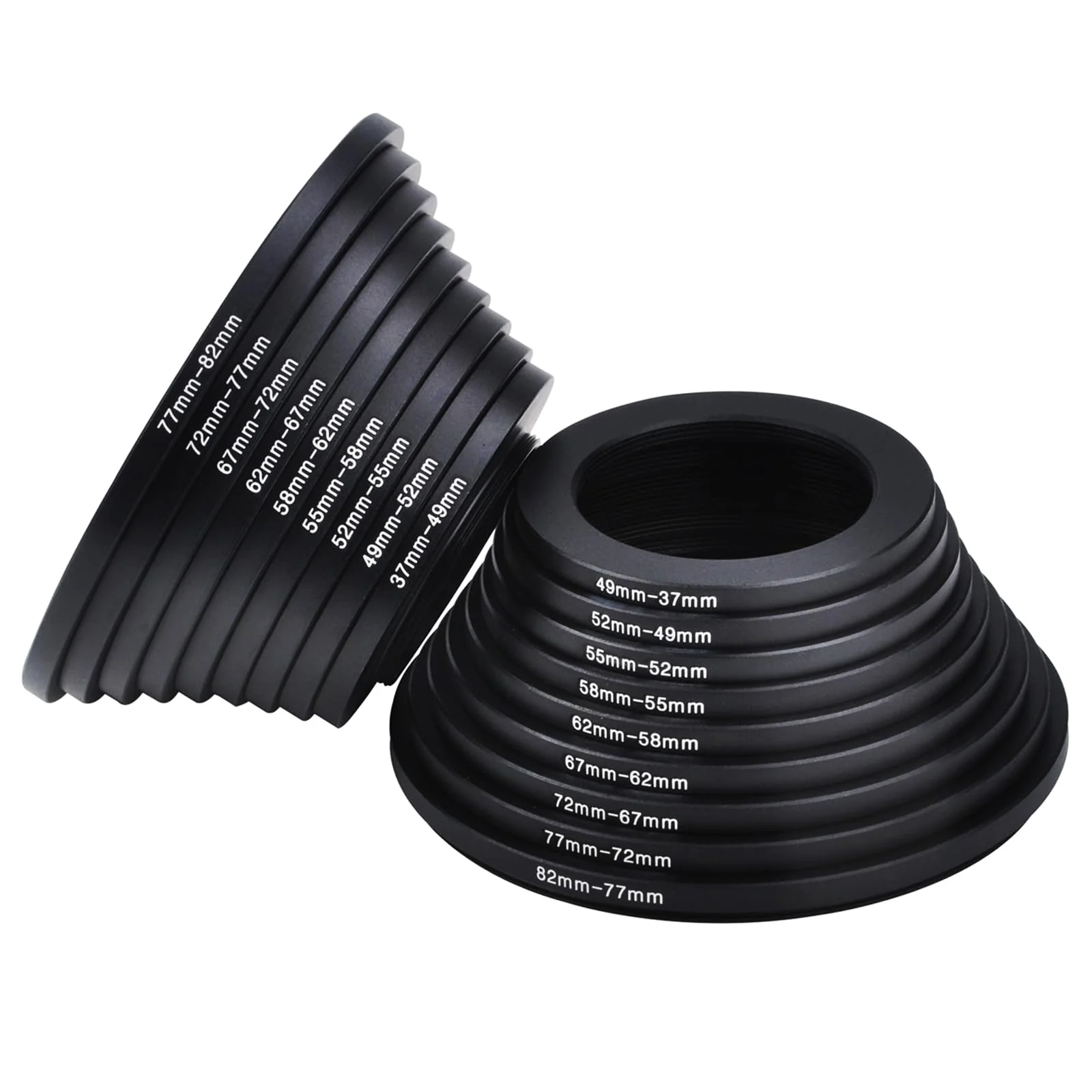 Step Up Rings, Hisewen 18 Pieces Camera Lens Metal Filter Ring Adapter Set (9pcs Step Up Ring Set + 9pcs Step Down Ring Set) - Image 6