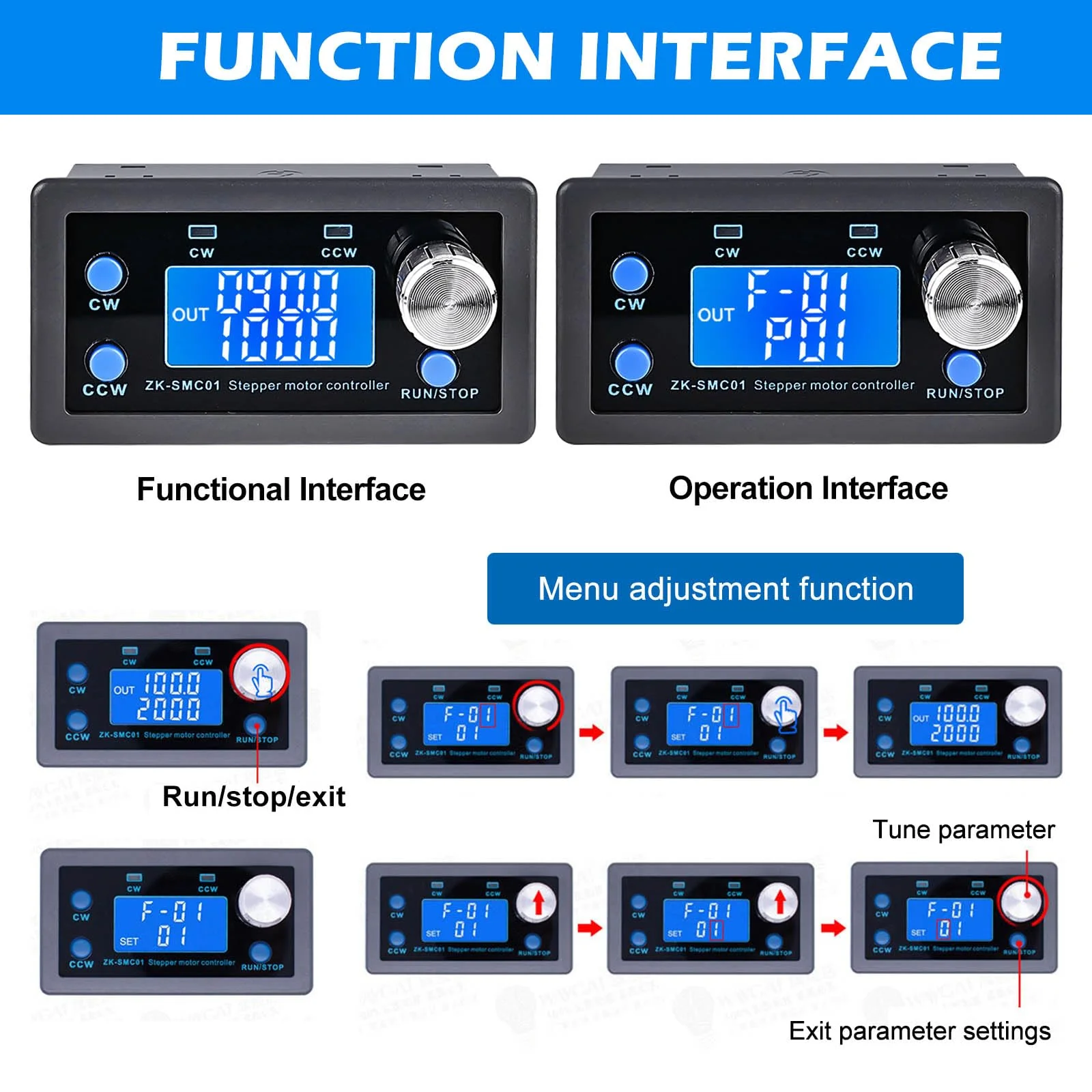 Stepper Motor Controller, DC 5-30V Stepper Motor for NEMA 17 23 Motor DC5-30V 4A Integrated Board Adjustable Forward/Reverse Pulse Speed Angle with Display - Image 4