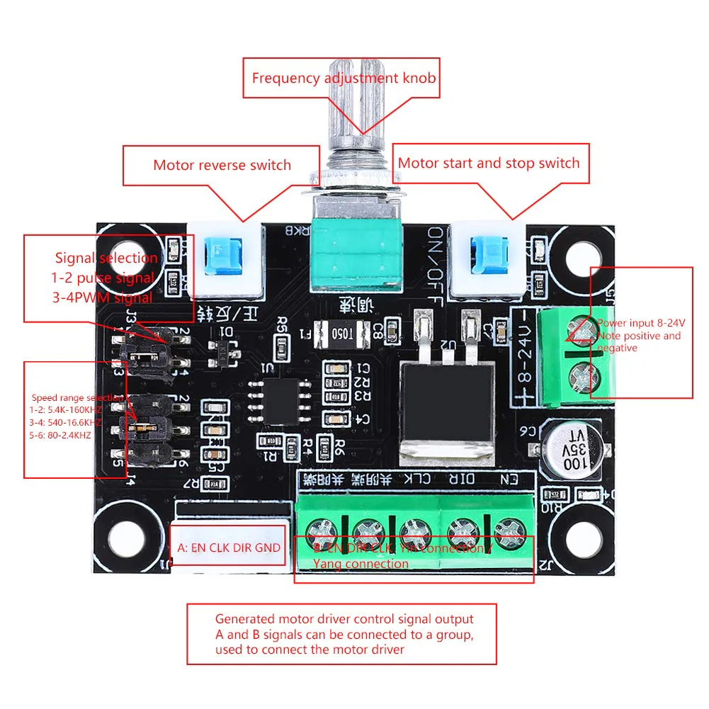 Stepper Motor Drive Controller, MKS OSC Stepper Motor Driver Pulse Generator Module PWM Speed Control with High/Medium/Low Frequency Signal - Image 2
