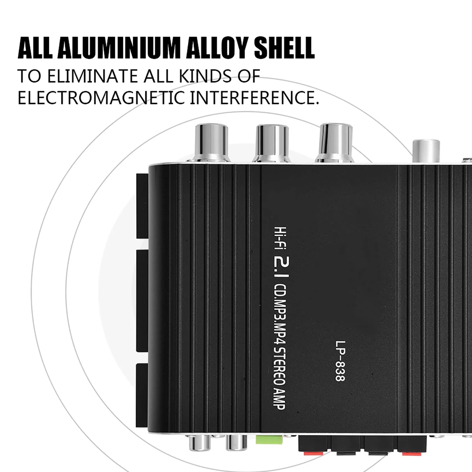 Stereo Audio Amplifier Receiver, 15Wx2 Output Stereo Bass Home Amplifiers, with 3.5mm and Port, Digital Amp for Car, MP3, MP4, CD Players (Black) Black - Image 2