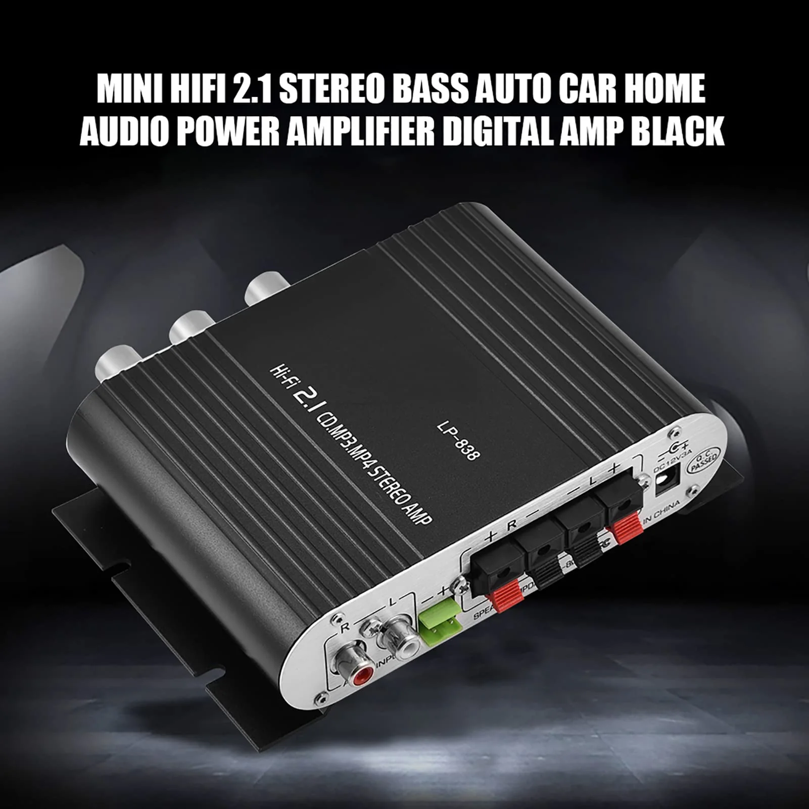 Stereo Audio Amplifier Receiver, 15Wx2 Output Stereo Bass Home Amplifiers, with 3.5mm and Port, Digital Amp for Car, MP3, MP4, CD Players (Black) Black - Image 6
