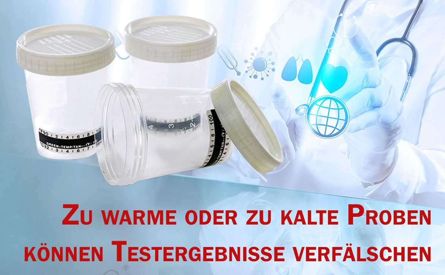 Sterile Urine Cup / Sample Cup Screw Top 120ml with Temperature Indicator Pack of 5 - Image 3