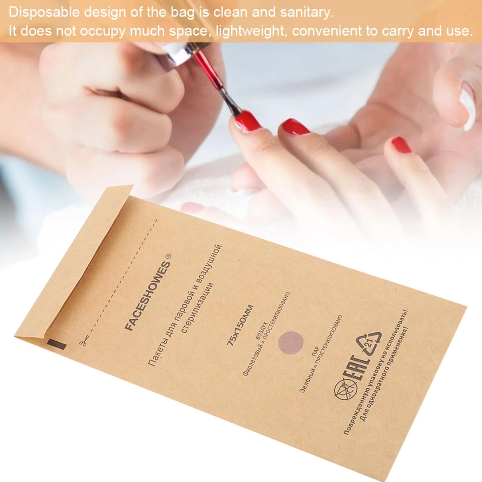 Sterilisation Bag, Sterilisation Bag, Disposable Nail Accessories, Disposable Accessories for Nail Sterilisers, Disinfectant Machines, for Cosmetics and Nail Tools, 75 x 150 mm (Pack of 100) - Image 3