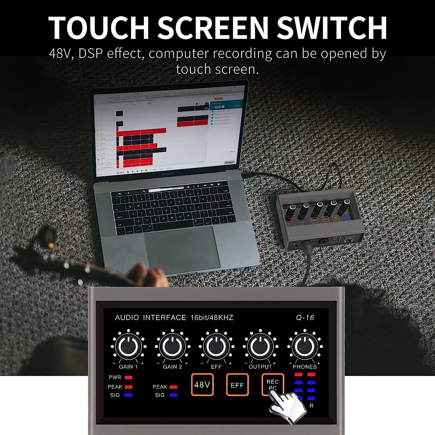 STERNBACH Professional 2 Channel Audio Interface USB-C Recording Sound Card Built-in Monitor Jack, 48V Phantom Power For Studio Recording, Live Sessions & Podcasts - Image 3