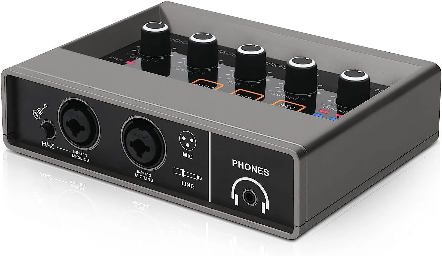 STERNBACH Professional 2 Channel Audio Interface USB-C Recording Sound Card Built-in Monitor Jack, 48V Phantom Power For Studio Recording, Live Sessions & Podcasts - Image 6