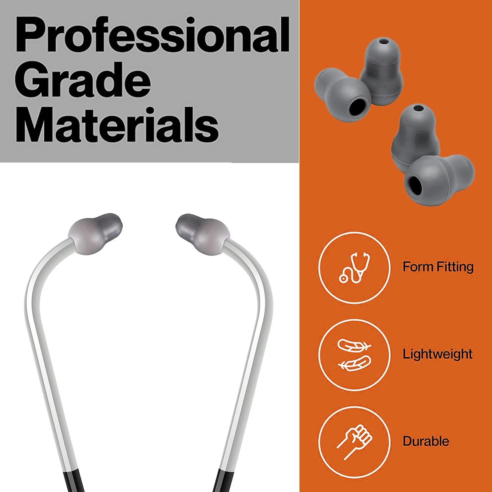 Stethoscope Ear Tips Replacement for Littmann Stethoscopes Compatible with MDF Stethoscope Ear Pieces Classic 3 Cardiology 3 & Cardiology 4, Cardiology III & IV & Littmann Stethoscope Parts (Grey) - Image 2