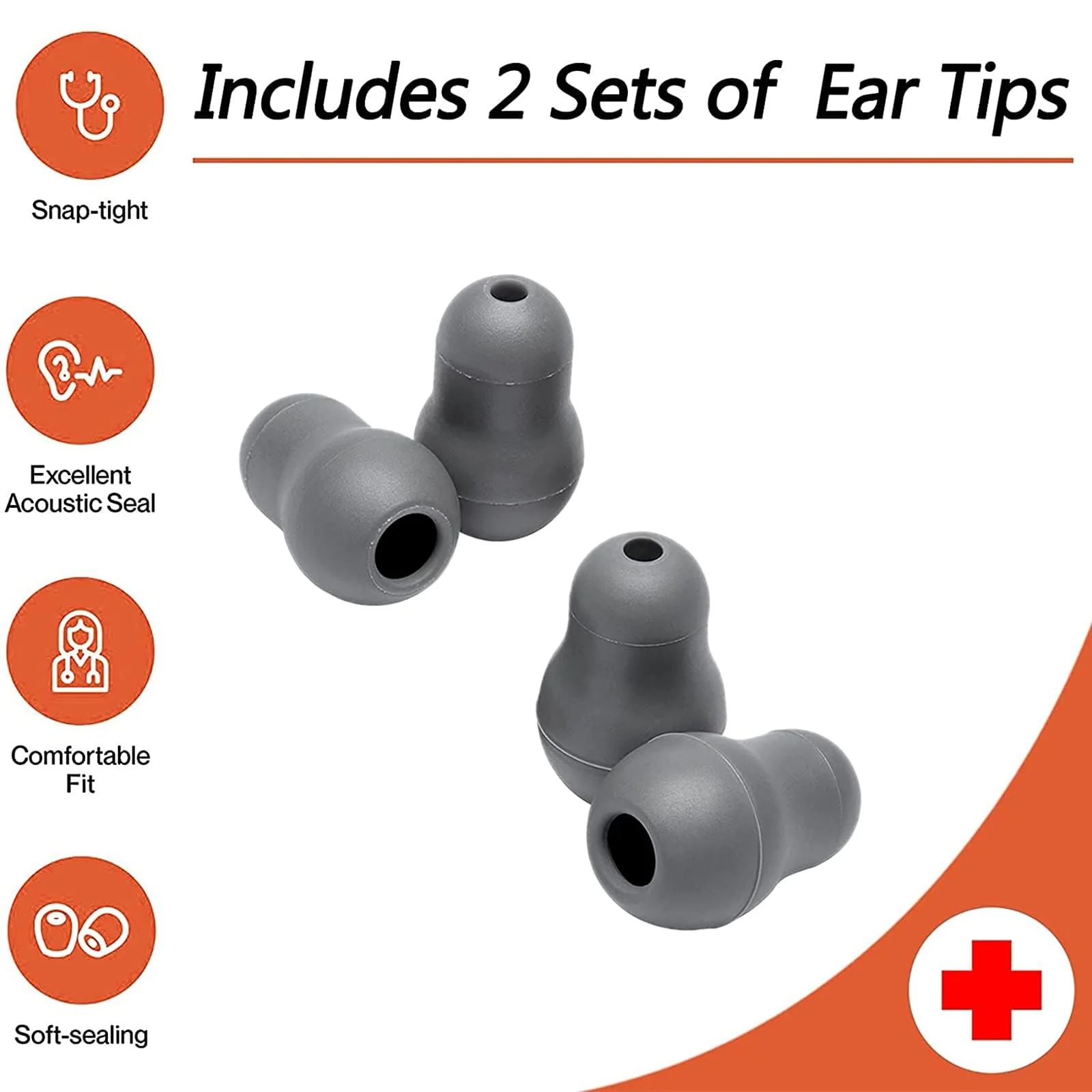 Stethoscope Ear Tips Replacement for Littmann Stethoscopes Compatible with MDF Stethoscope Ear Pieces Classic 3 Cardiology 3 & Cardiology 4, Cardiology III & IV & Littmann Stethoscope Parts (Grey) - Image 3