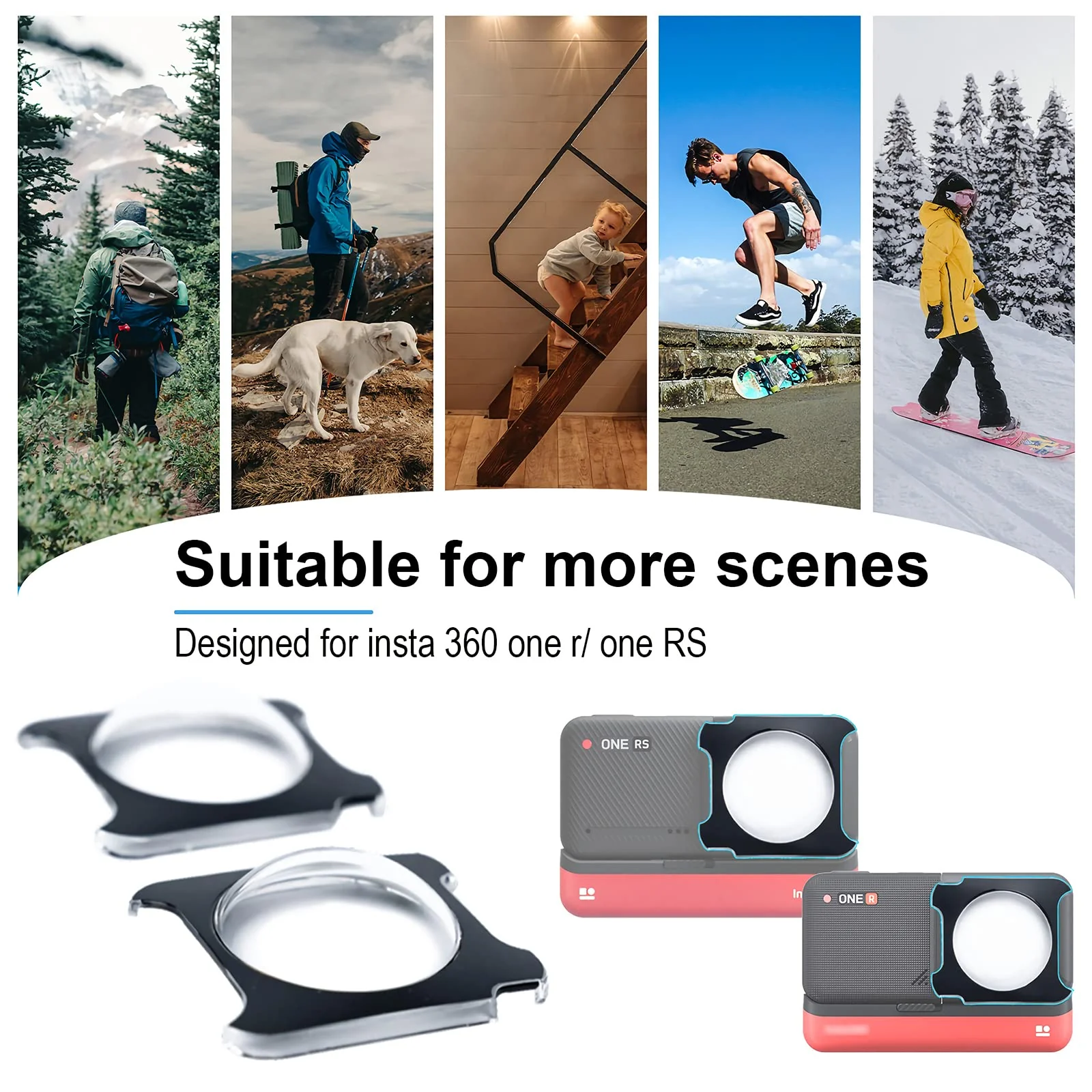 Sticky Dual Lens Guards for Insta360 One RS/ONE R Panoramic Lens Accessories, with Silicone Lens Cover - Image 4