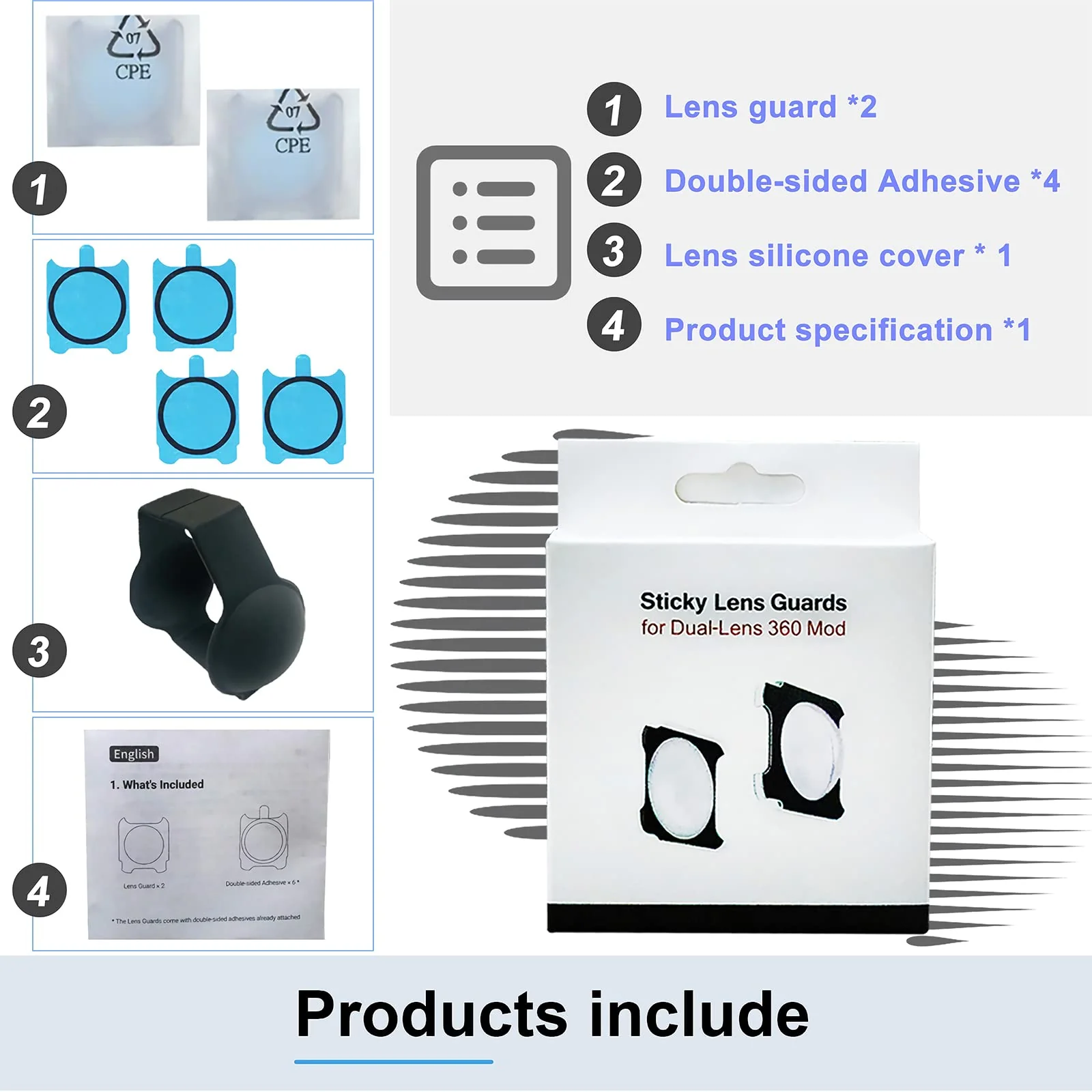 Sticky Dual Lens Guards for Insta360 One RS/ONE R Panoramic Lens Accessories, with Silicone Lens Cover - Image 7