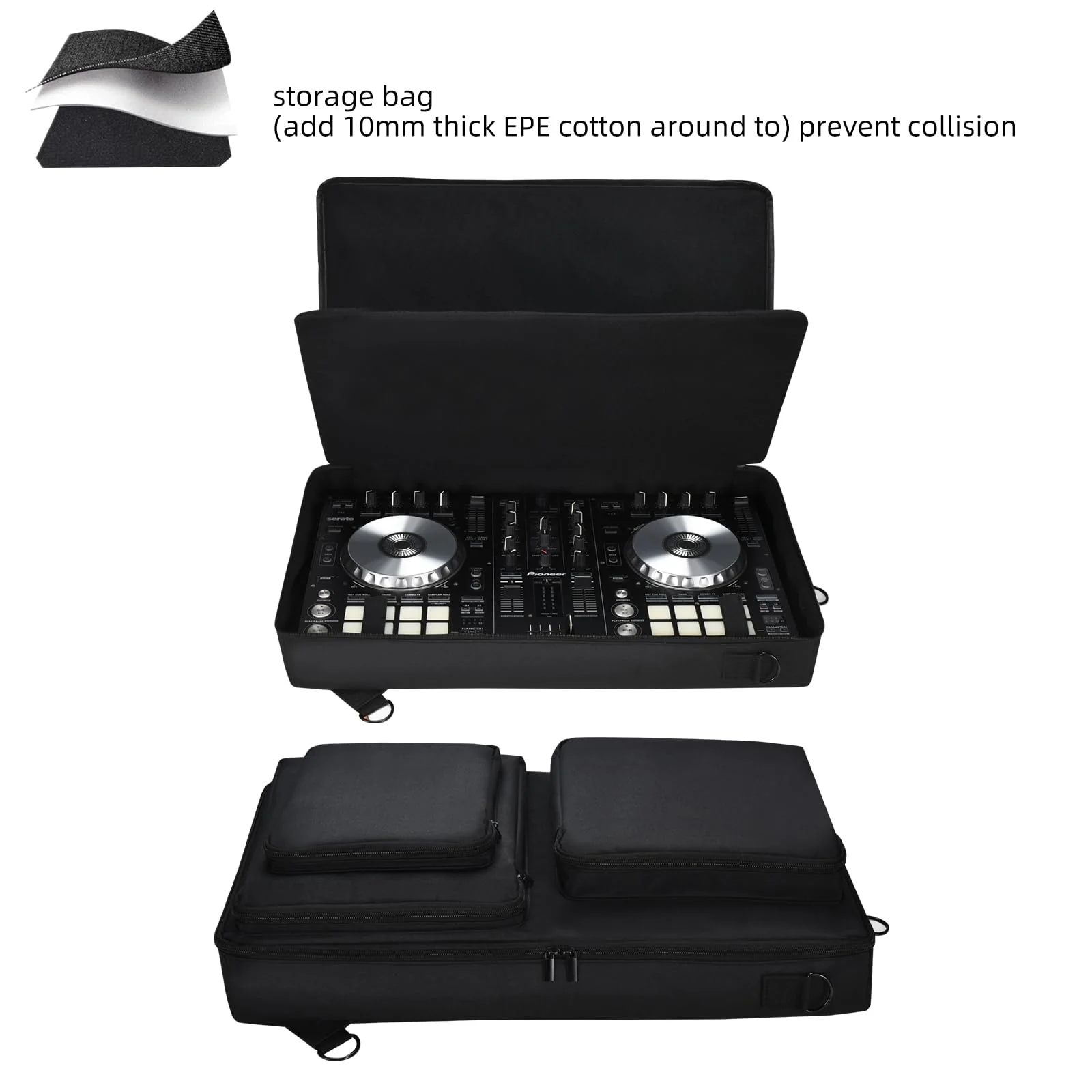 Storage bag case is suitable for Pioneer DDJ-SR 2/SR, Native Instruments Traktor Kontrol S4 Mk3,Portable adjustable shoulder strap large capacity (DDJ-SR 2) - Image 3