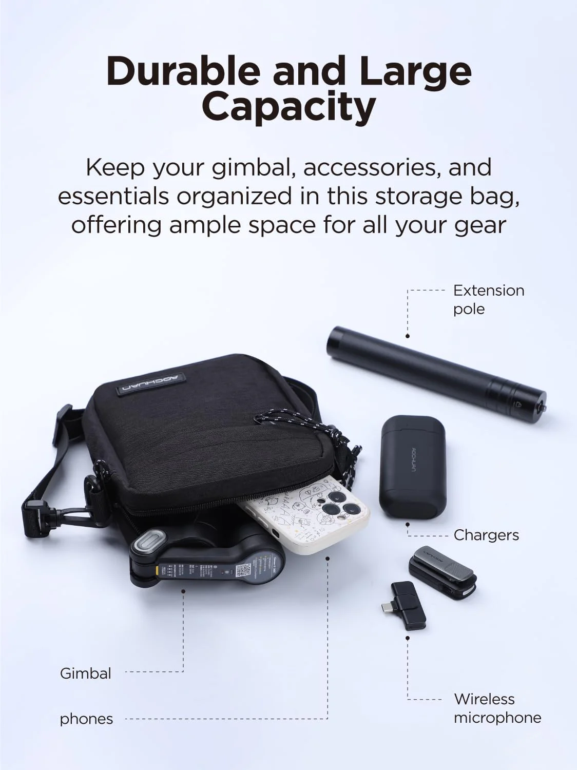 Storage Bag for Gimbal Stabilizer, Camera Bag with Adjustable Shoulder Strap, Sturdy Storage Bag Made of Oxford Fabric Material, Portable Bag for Camera, Gimbal Stabilizer & Accessories - Image 2