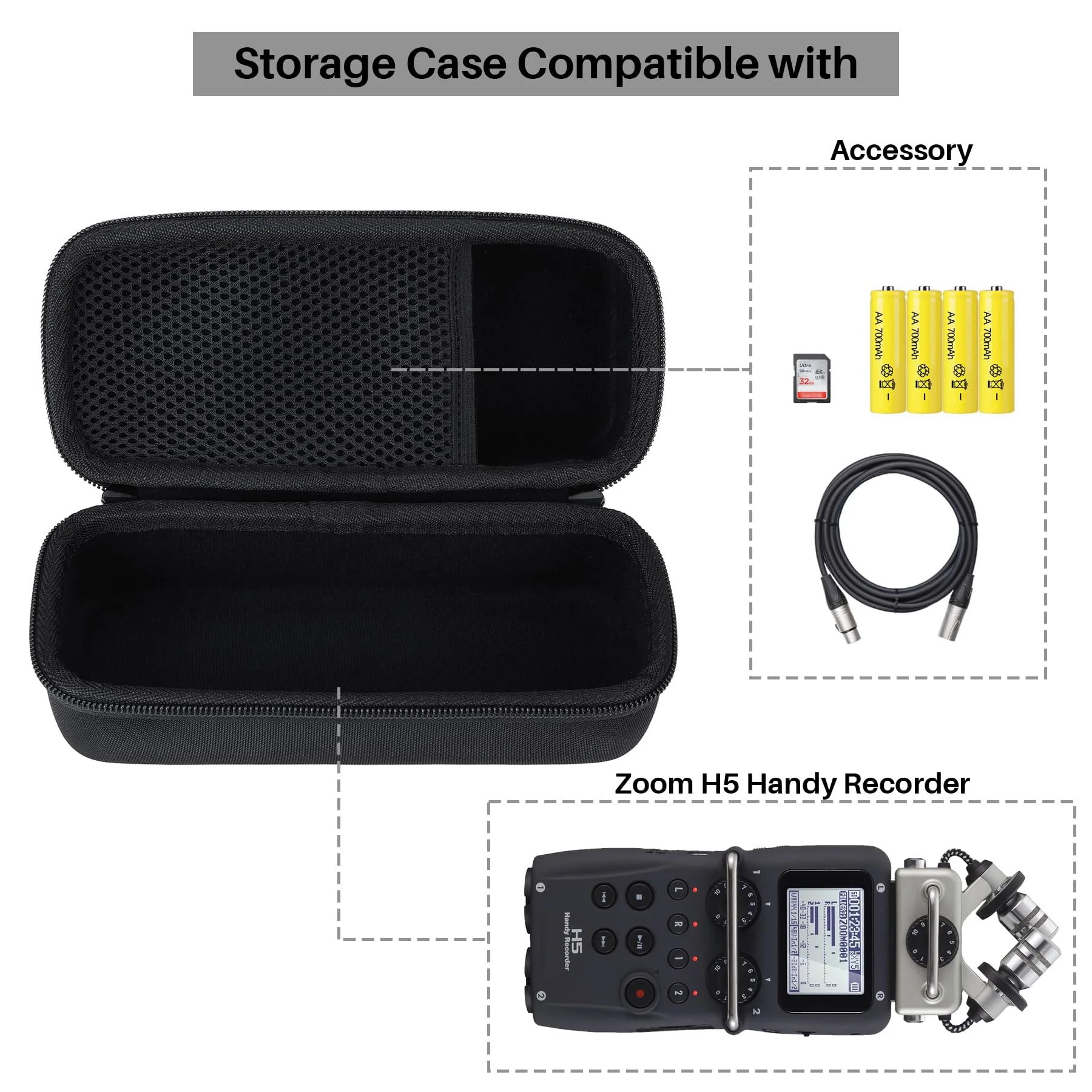 Storage Case Compatable With Zoom H5 Handy Recorder Black Case for Zoom H5 - Image 3