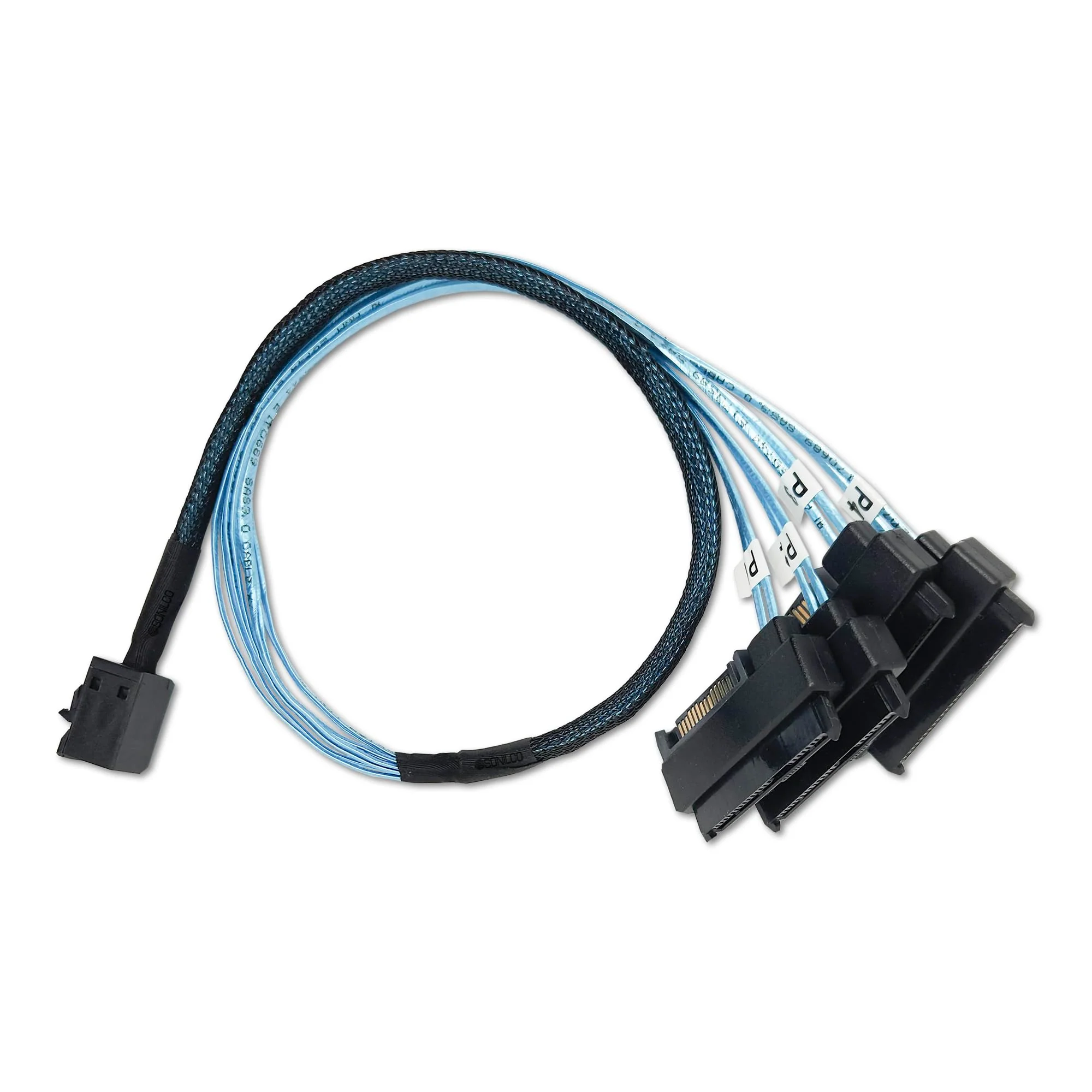 Storage Configurations Cable Mini SAS HDD SFF-8643 to 4 SFF-8482 with 15-pin Power Port Cord (2 Cables, 0.5 Meter / 1.6 Feet) 2 Cables - Image 2
