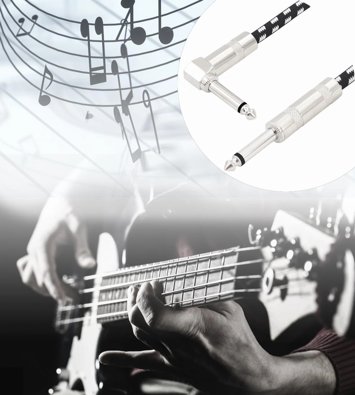 Straight to Right Angle 1/4 Inch Instrument Cable Short TS Guitar Cable Electric Guitar Amp Cord 6.35mm Stereo Audio Cable for Guitar Bass Keyboard and Pro Audio 2 Pack (1.7FT) 1.7FT - Image 6