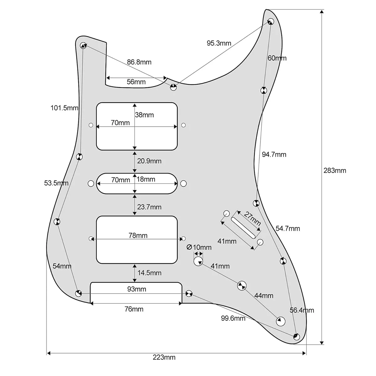 Strat HSH Pickguard Pick Guard Scratch Plate with Screws for American/Mexican Standard Strat Modern Style Guitar Replacement Aged Pearl - Image 5