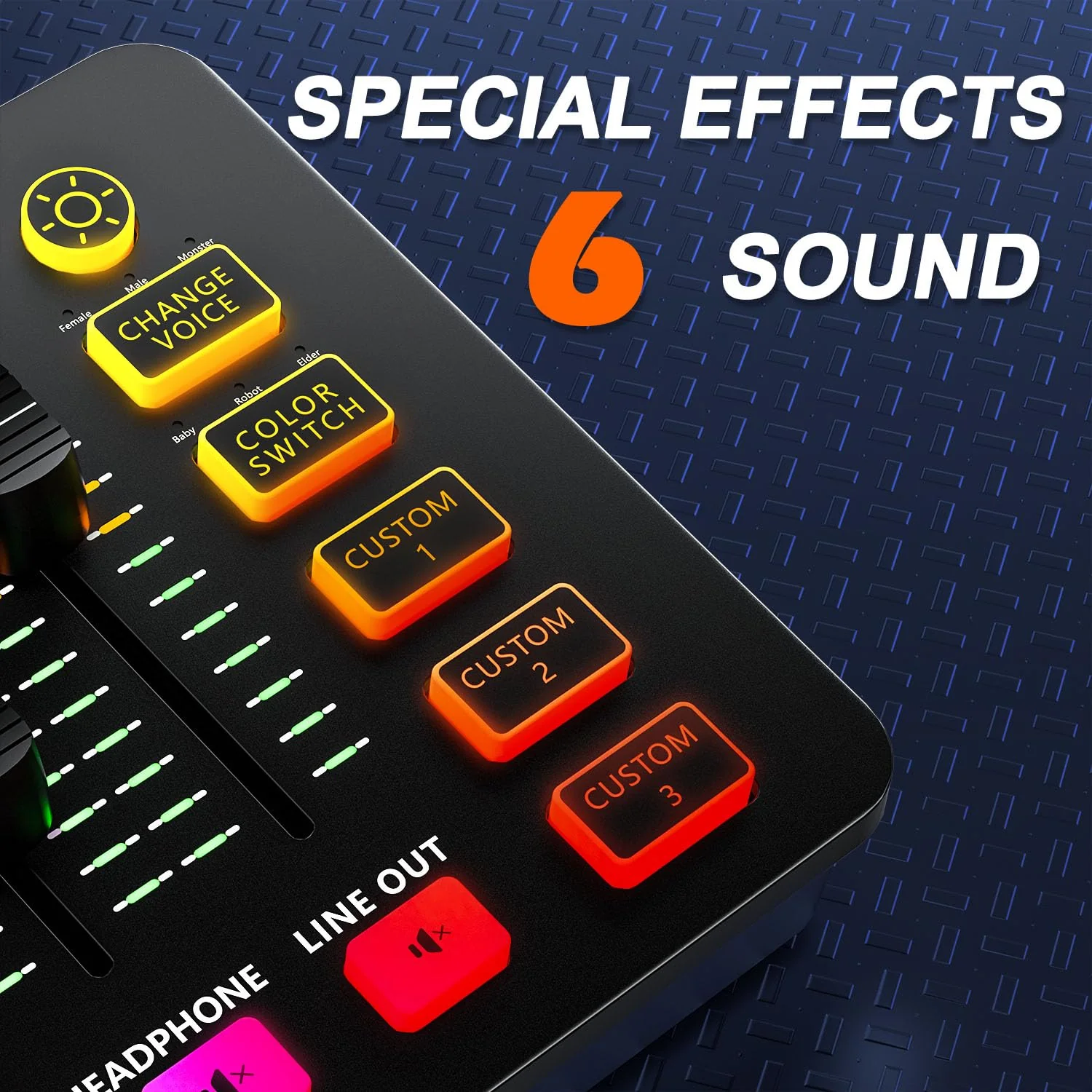 Streaming Audio Mixer, Arector All-in-One Gaming/Broadcasting Mixer with 48V Phantom Power,Mute Button,Volume Fader,XLR Microphone Interface, for PC,Live Streaming, Podcasting Recording - Image 4